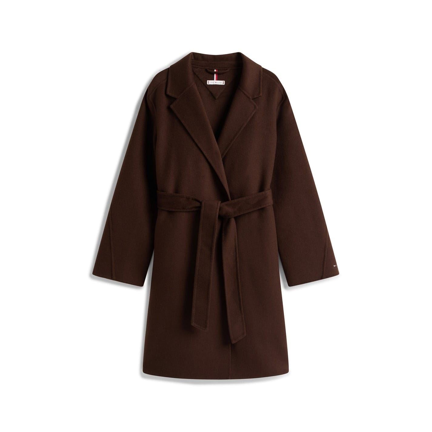 Tommy Hilfiger Solid Patterned Lapel Collared Belted Over Coat