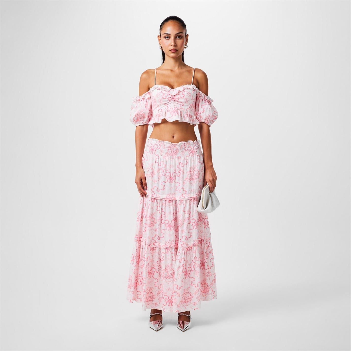 LoveshackFancy Amille Cropped Off-the-Shoulder Blouse