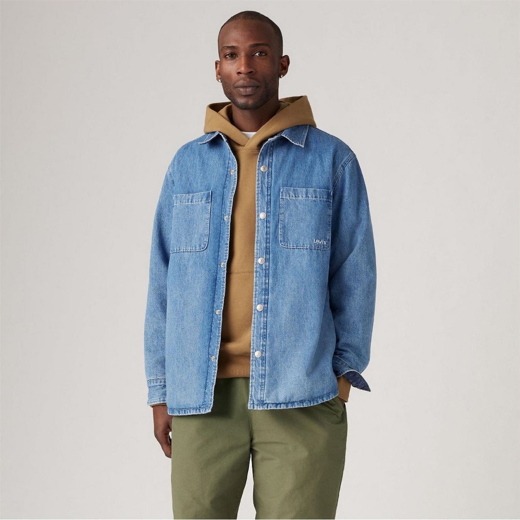 Levis Bryant Snap Button Solid Patterned Overshirt