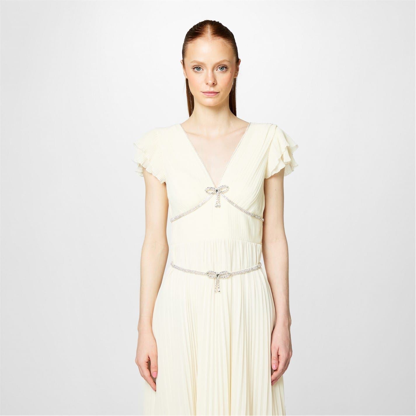 Self Portrait Chiffon Pleated Midi Dress