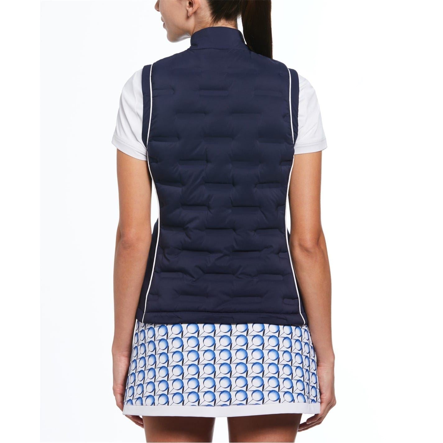 Original Penguin Golf Inslider Solid Patterned Mock Neck Waist Coat with Zipped Pocket