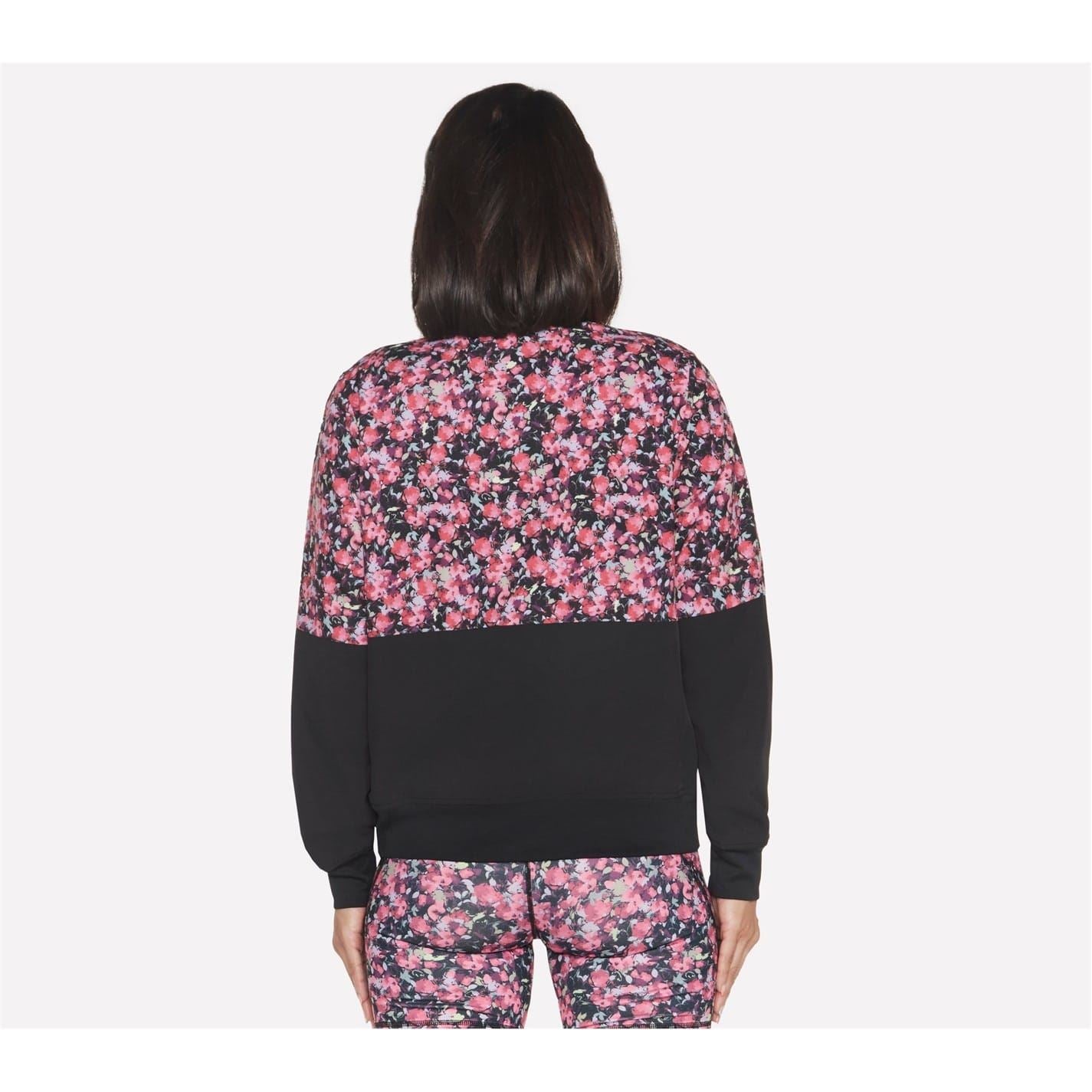 Skechers Skechweave Floral Patterned Bomber Jacket with Ribbed Cuff
