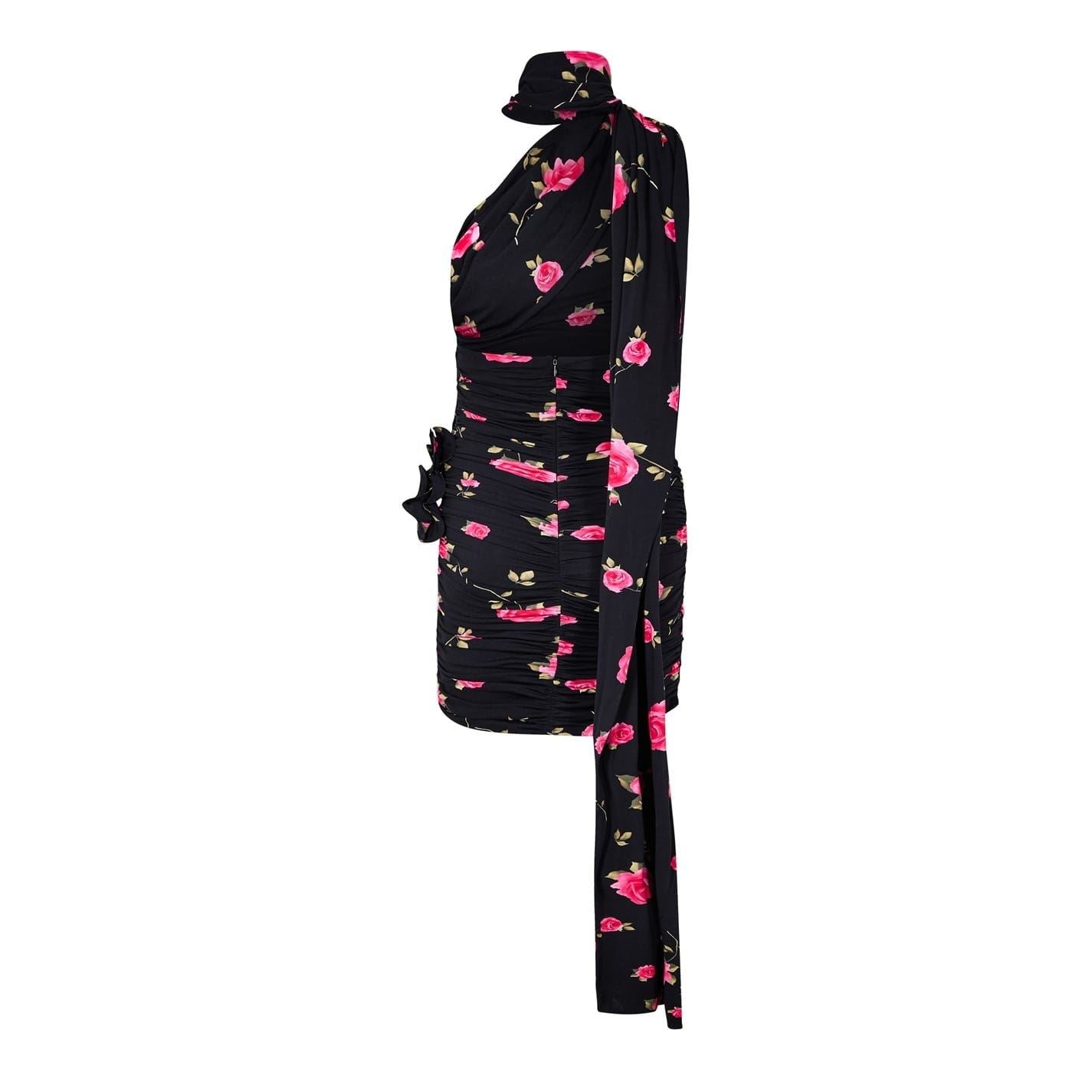 Magda Butrym Flower Drape Halter Neck Mini Wrap Dress