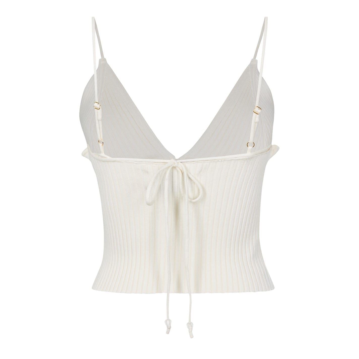 House Of Sunny Cropped Lace Up V-Neck Tank