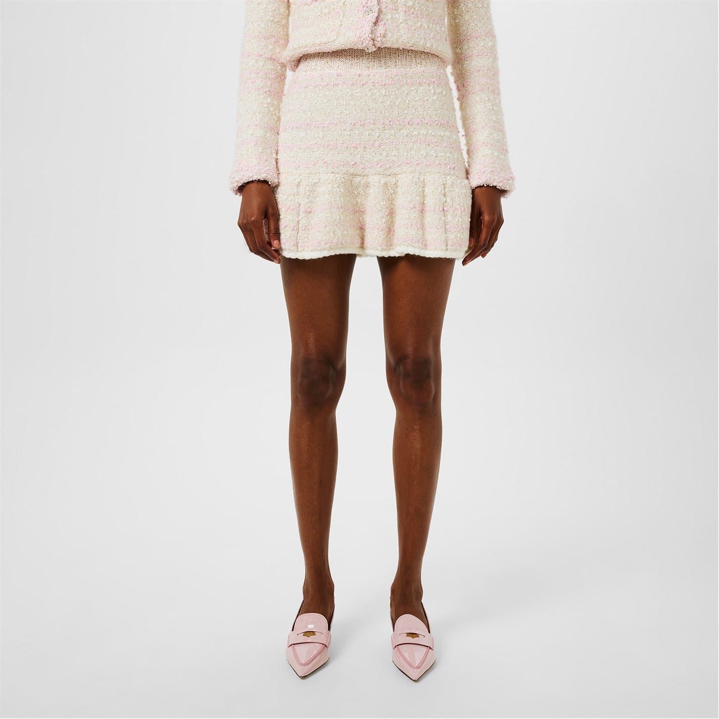 LoveshackFancy Velman Mini Flared Stripe Patterned Skirt