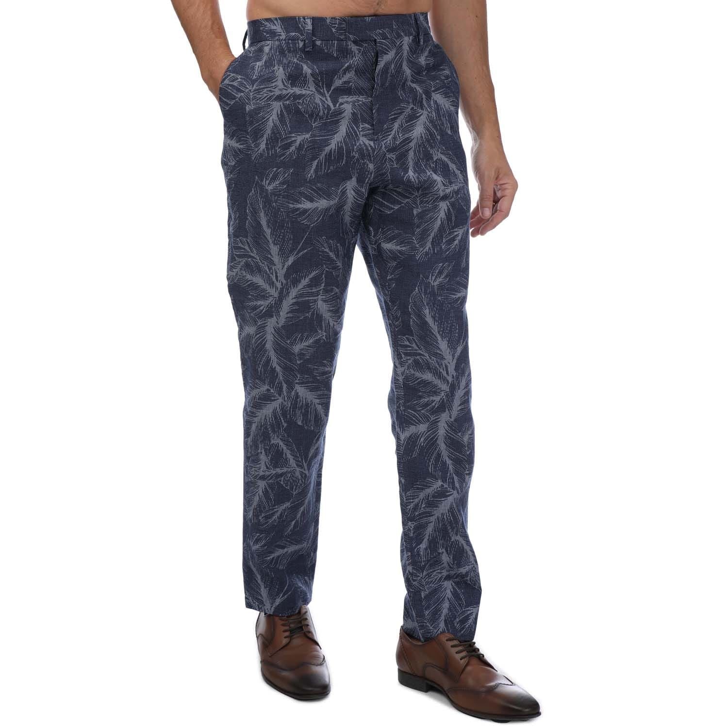 Ted Baker Postot Cotton Linen Printed Trousers