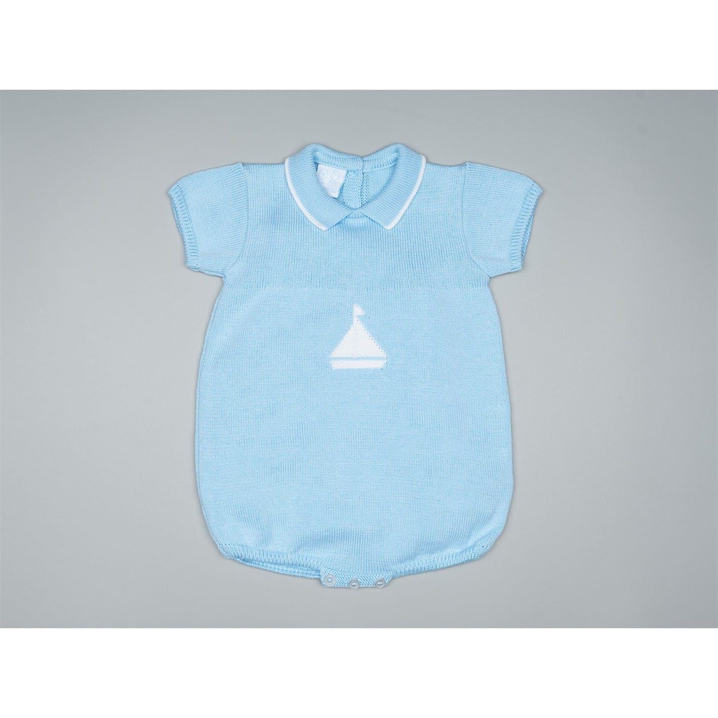 Artesania Granlei Baby Collared Neck Short Sleeve Solid Patterned Playsuit