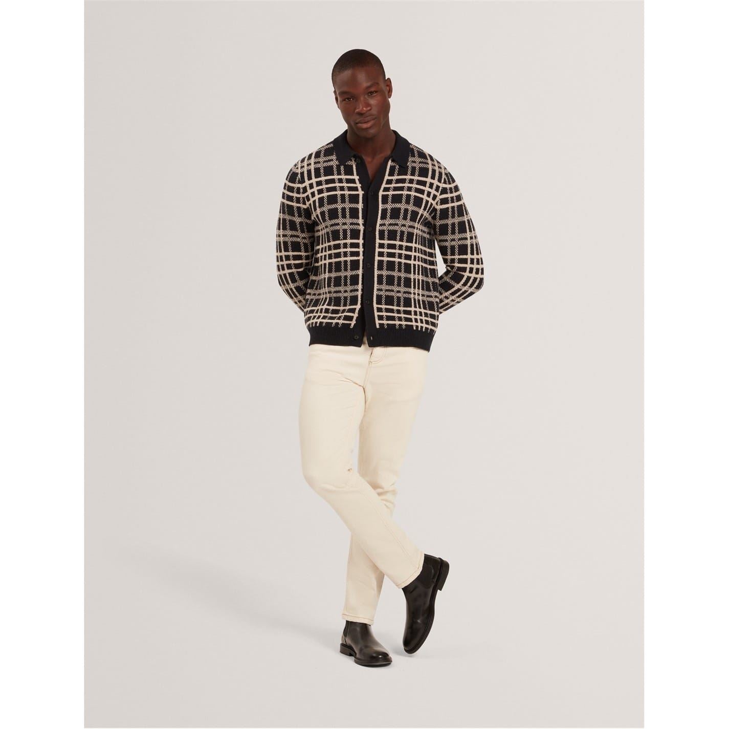 Ted Baker Check Collared Long Sleeve Sweater