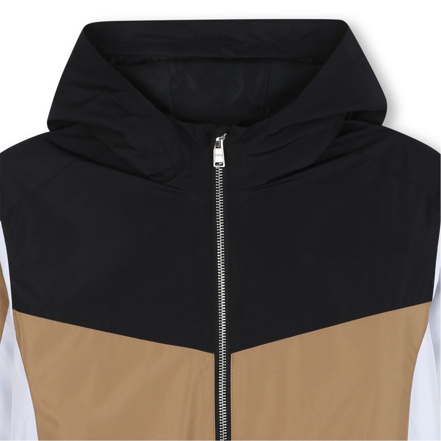 Boss Color Block Hooded Windbreaker with Rubber Badge