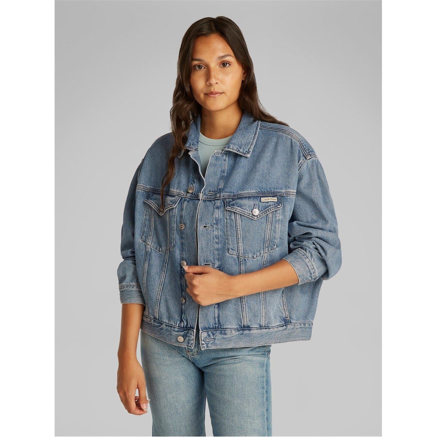 Calvin Klein Jeans Solid Patterned Denim Jacket