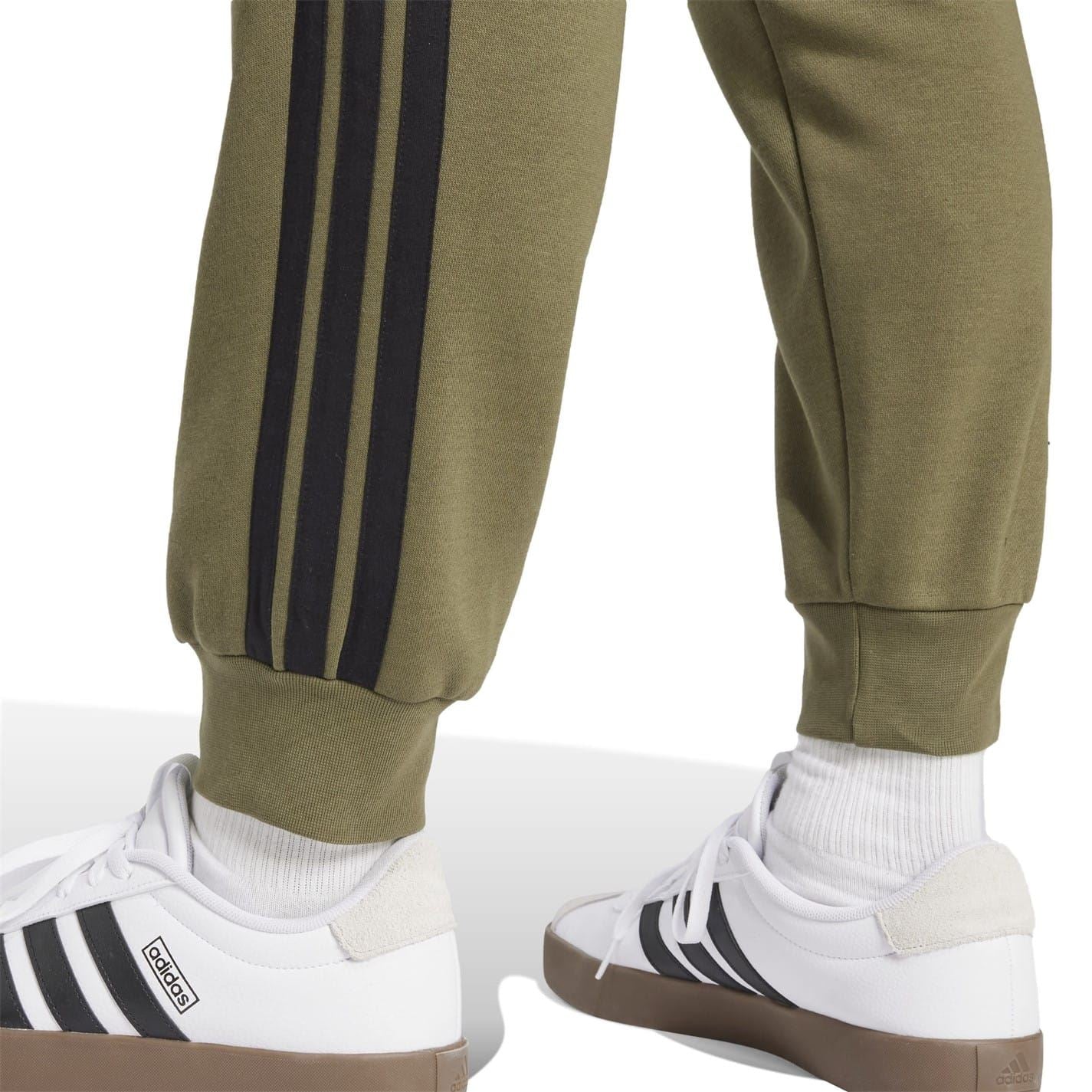 adidas Fleece Tapered Cuff 3 Stripes Joggers