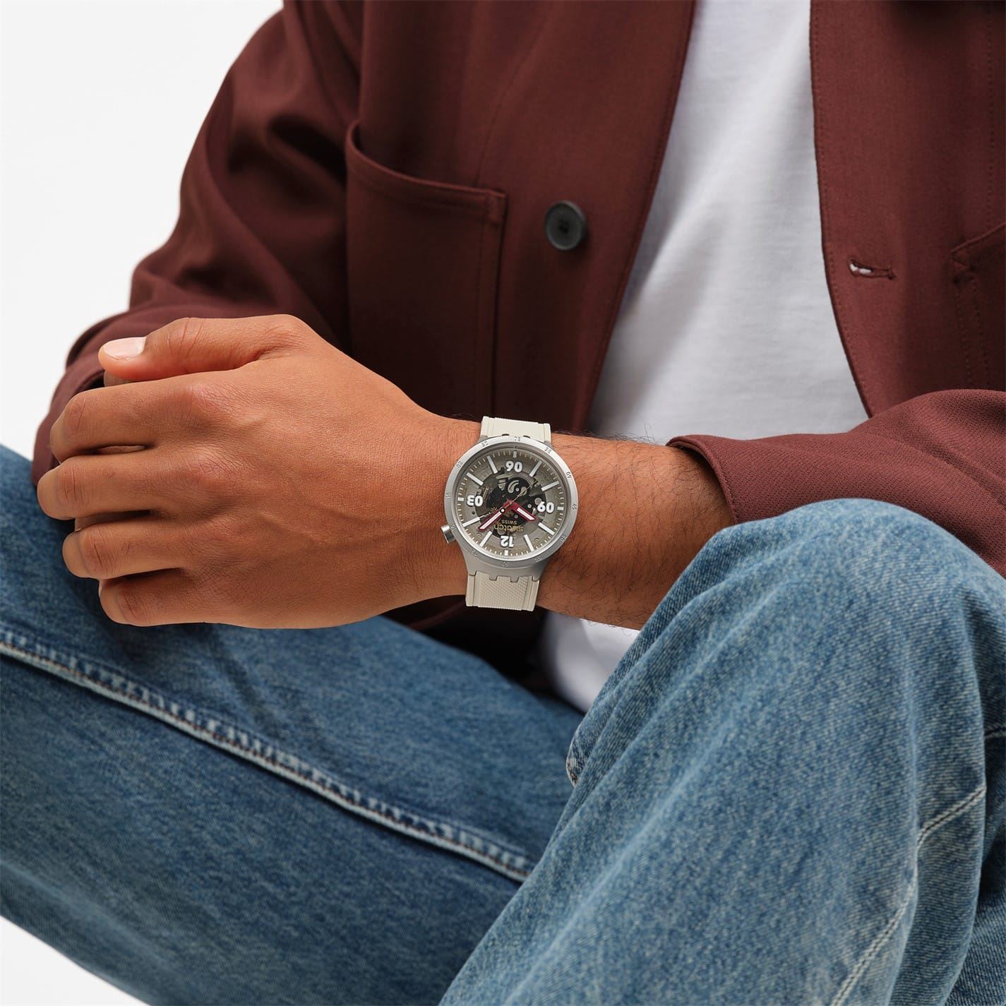 Swatch Big Bold Irony 52 Rubber Strap Fashion Analogue Watch