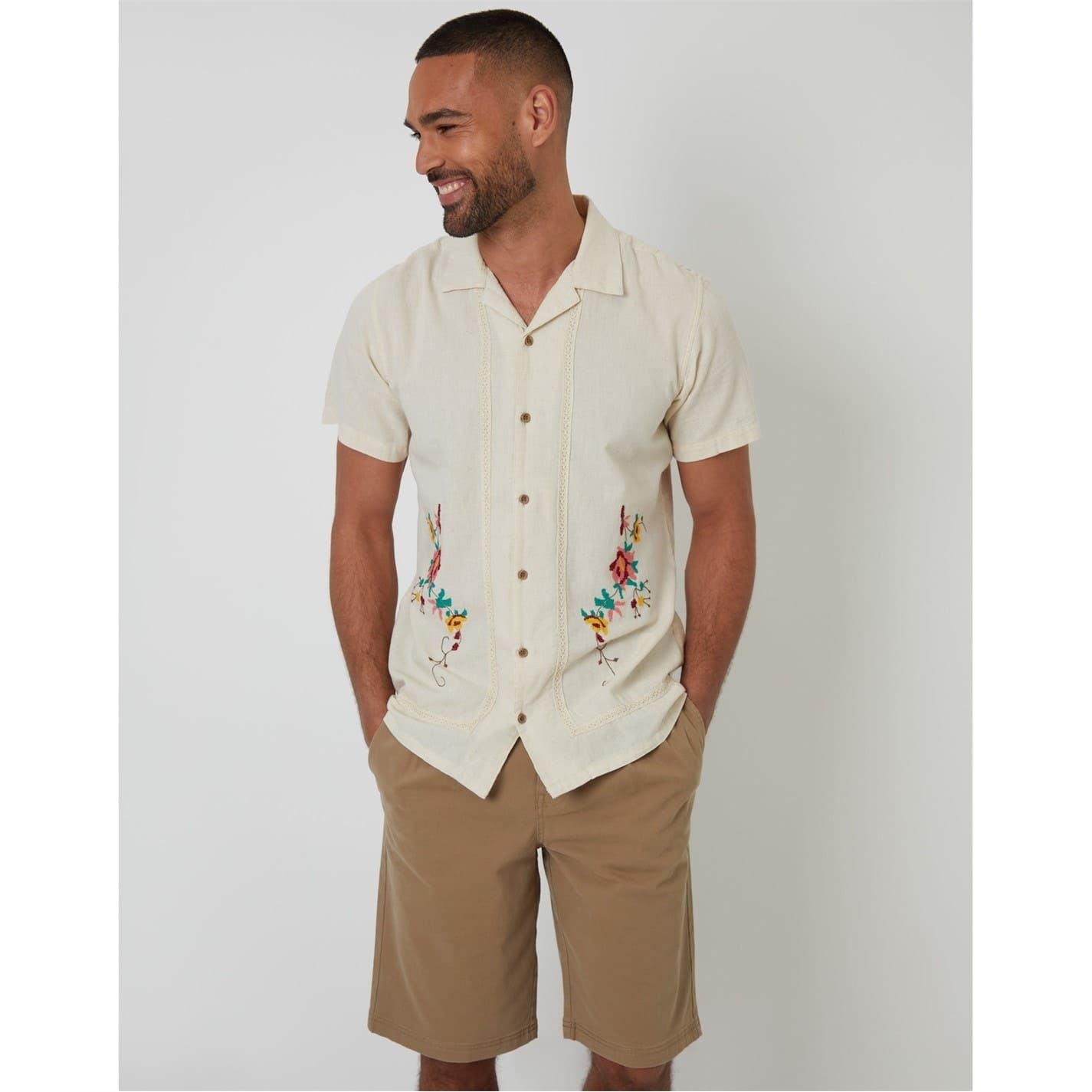Threadbare Combes Embroidered Short Sleeve Shirt