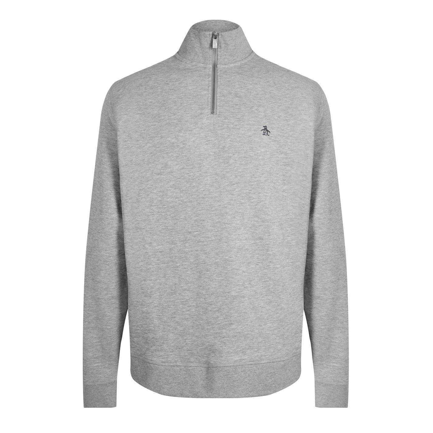 Original Penguin Ruched Sleeve Zip Neck Sweatshirt