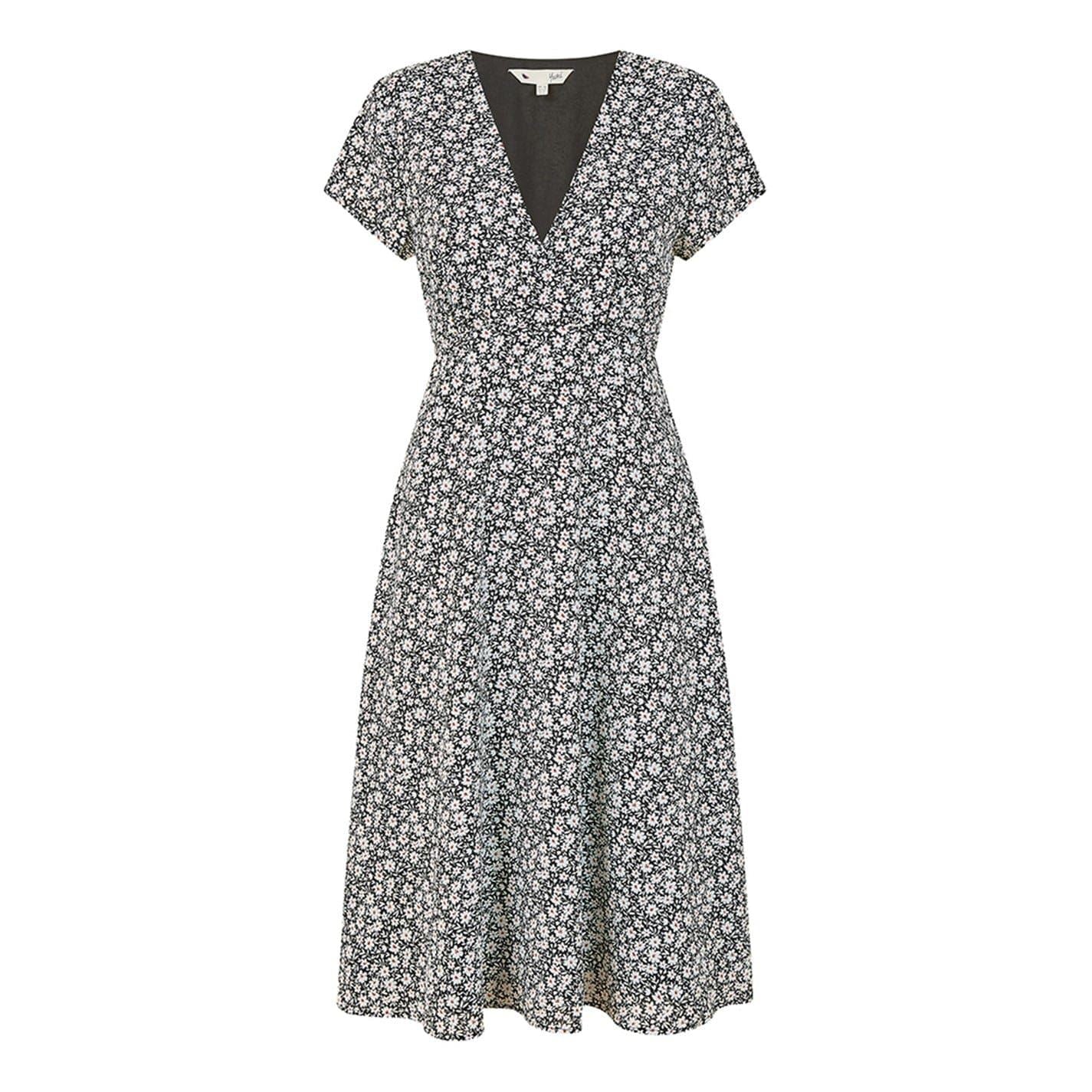 Yumi Ditsy Floral V-Neck Midi Wrap Dress