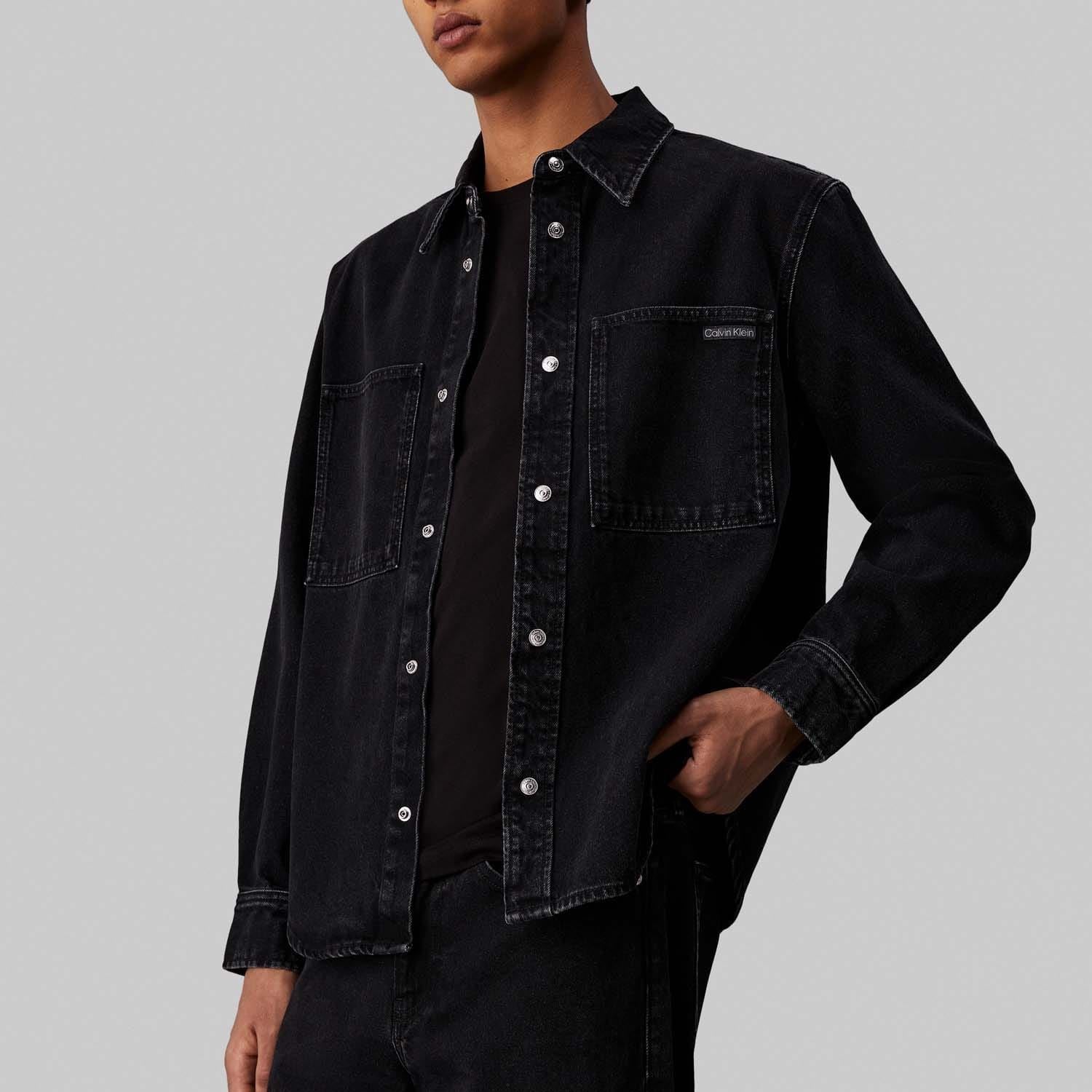 Calvin Klein Regular-Fit Linear Denim Shirt