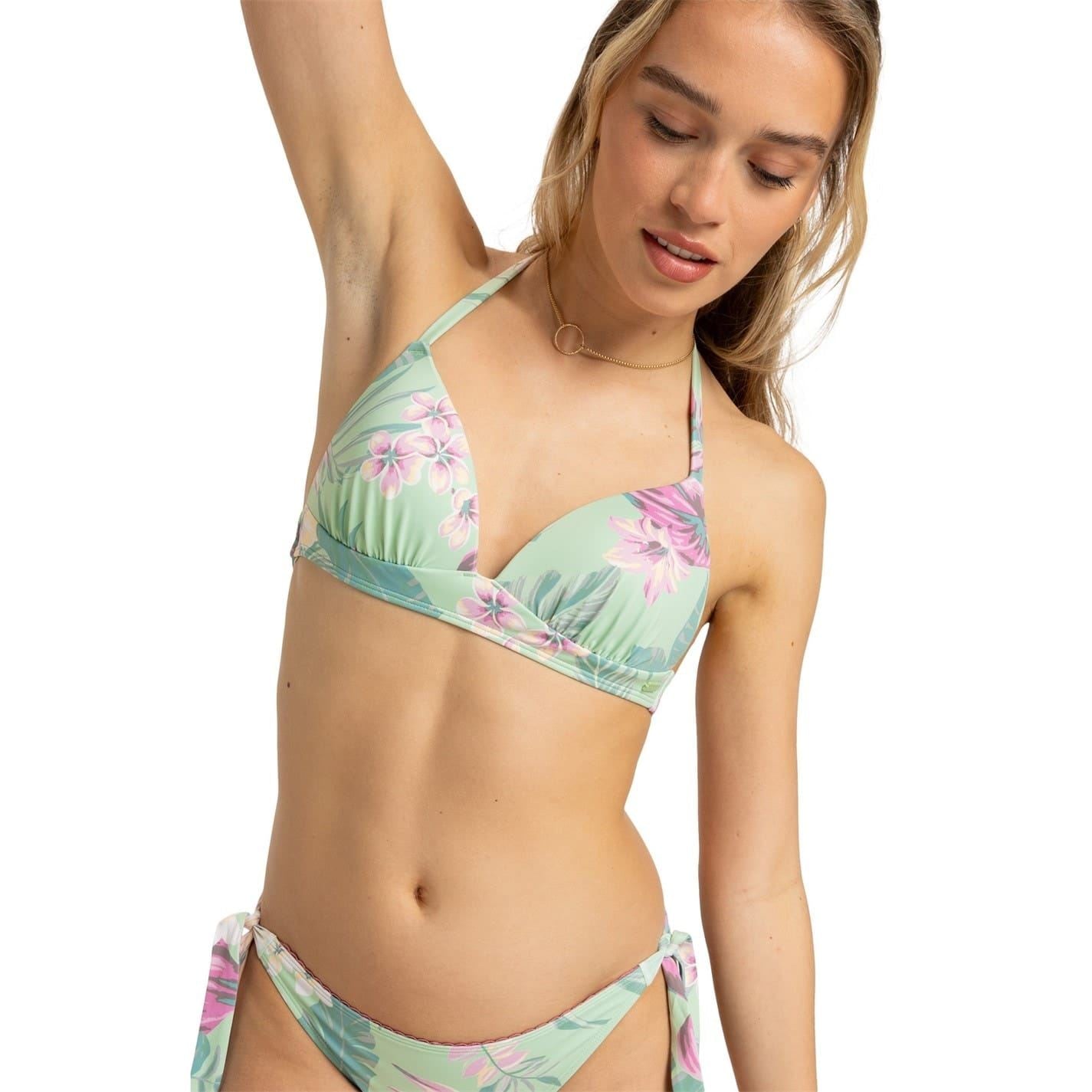 Roxy Floral Triangle Bikini Set with Tie Closure