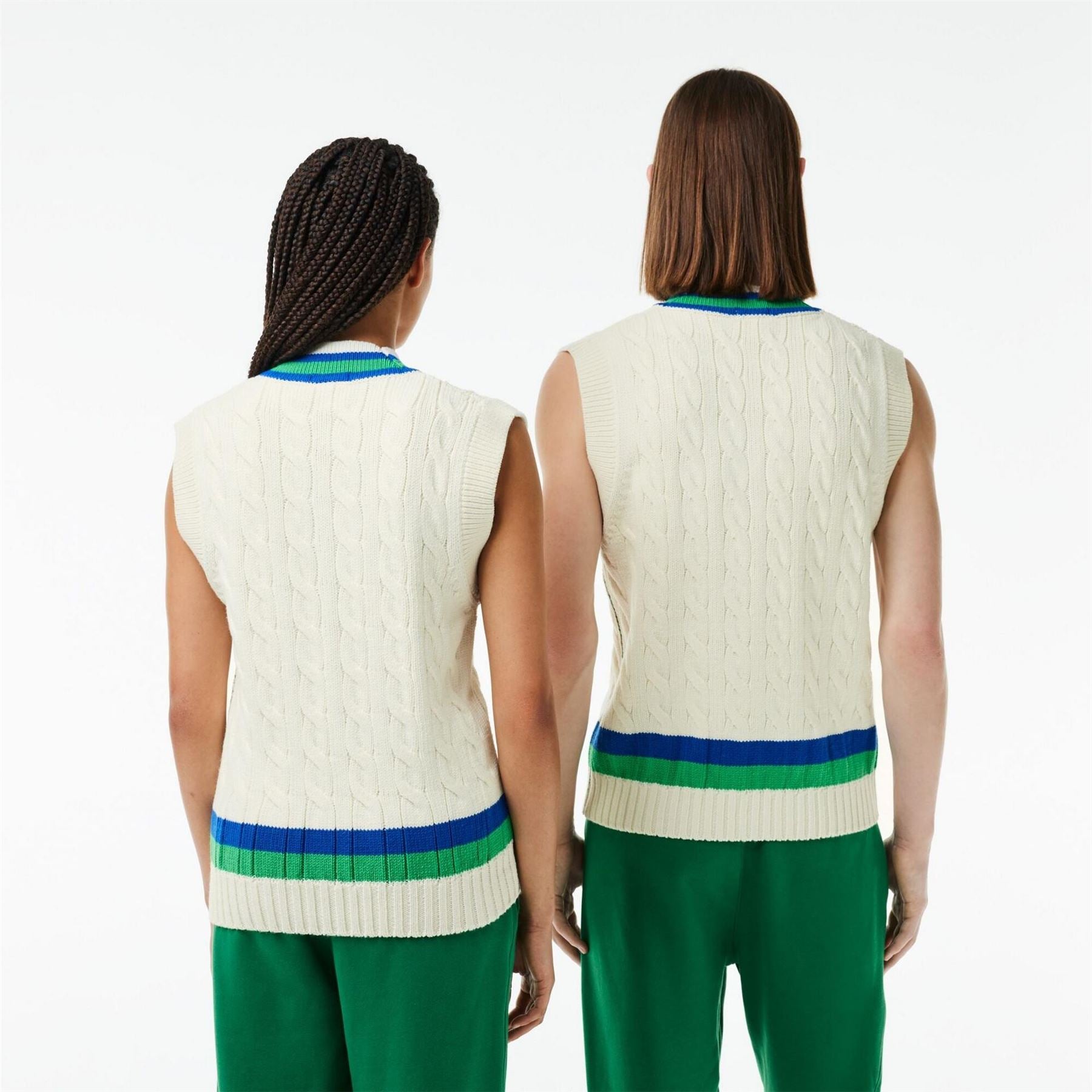 Lacoste V Neck Cable Knit Sweater Vest