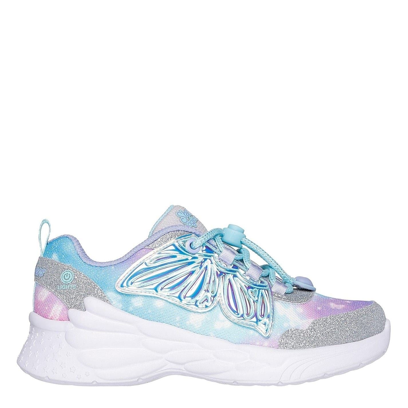 Skechers Light Up Butterfly Pattern Lace-Up Trainers