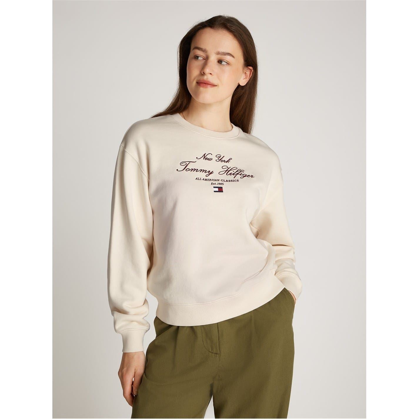 Tommy Hilfiger Script Regular Fit Embroidered Crew Neck Sweatshirt