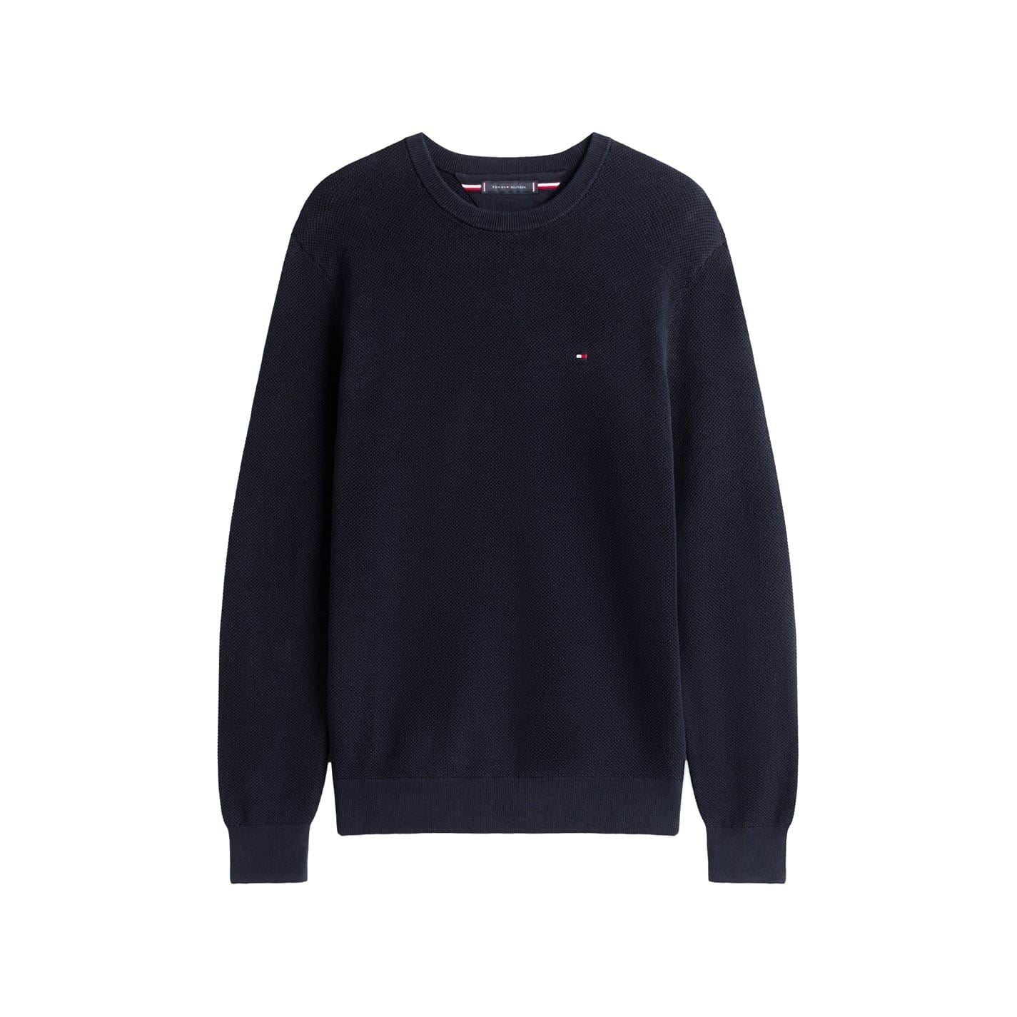 Tommy Hilfiger Crew Neck Ribbed Collar Long Sleeve Sweater