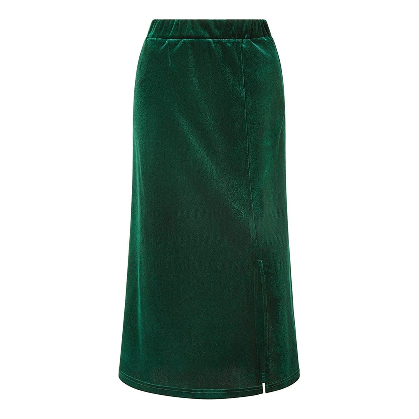 Yumi Green Velvet Midi Pencil Skirt