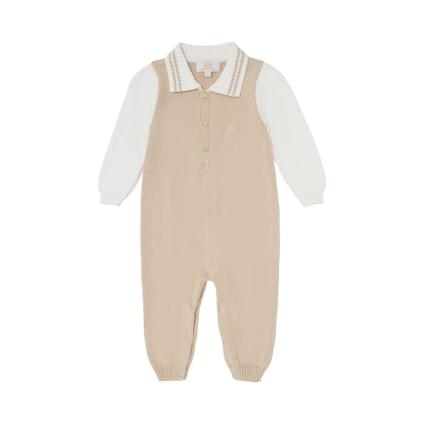 Caramelo Kids Collared Neck Long Sleeve Solid Patterned Jumpsuit