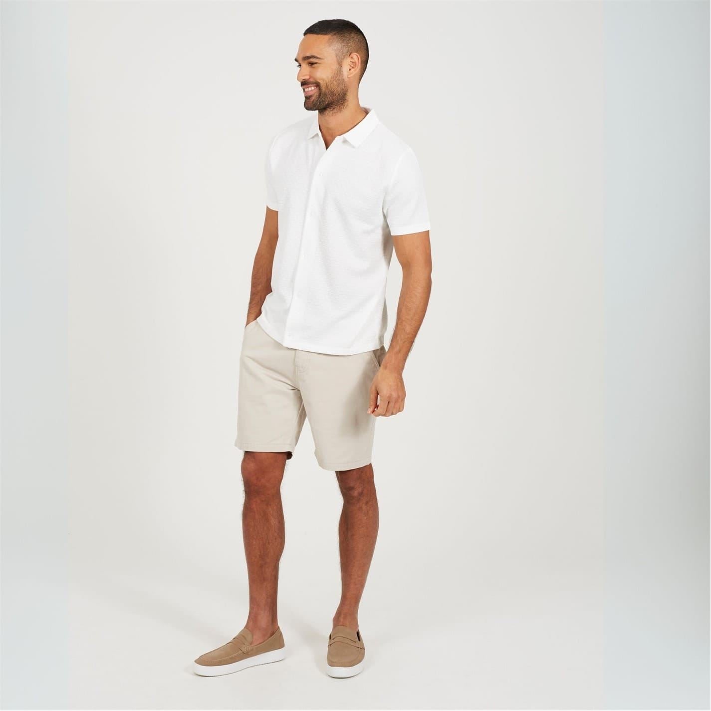 Brave Soul Mens Short Sleeve Button Up Textured Shirt