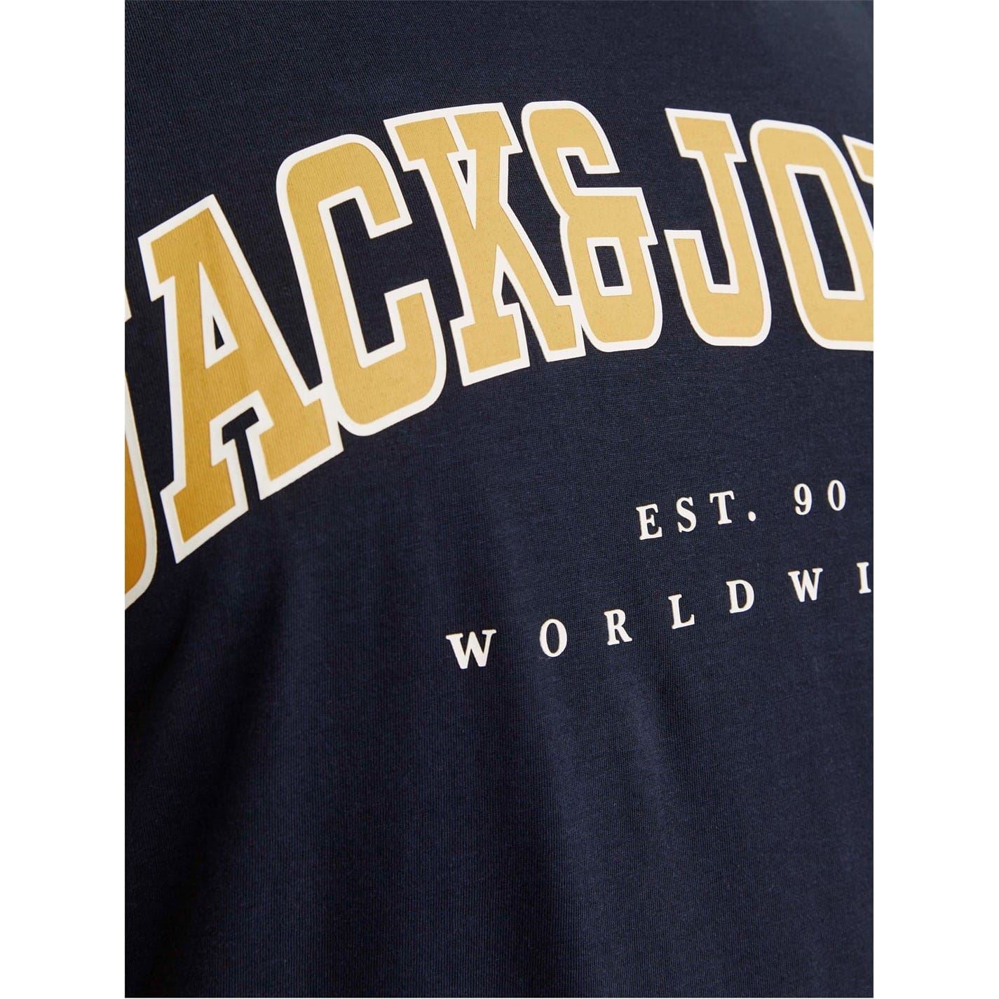 Jack and Jones Varsity Arch Lettering Crew Neck Short Sleeve T-Shirt