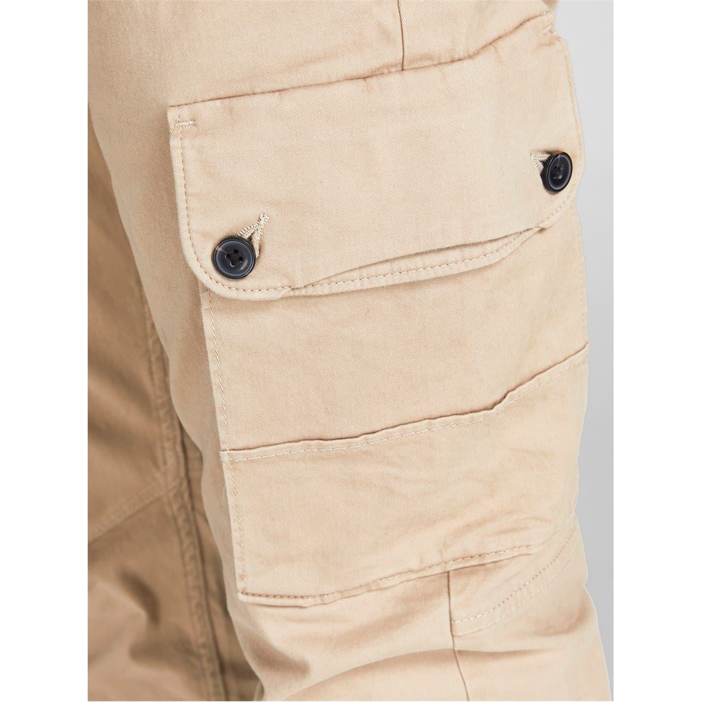 Jack and Jones Solid Patterned Cuffed Cargo Pants