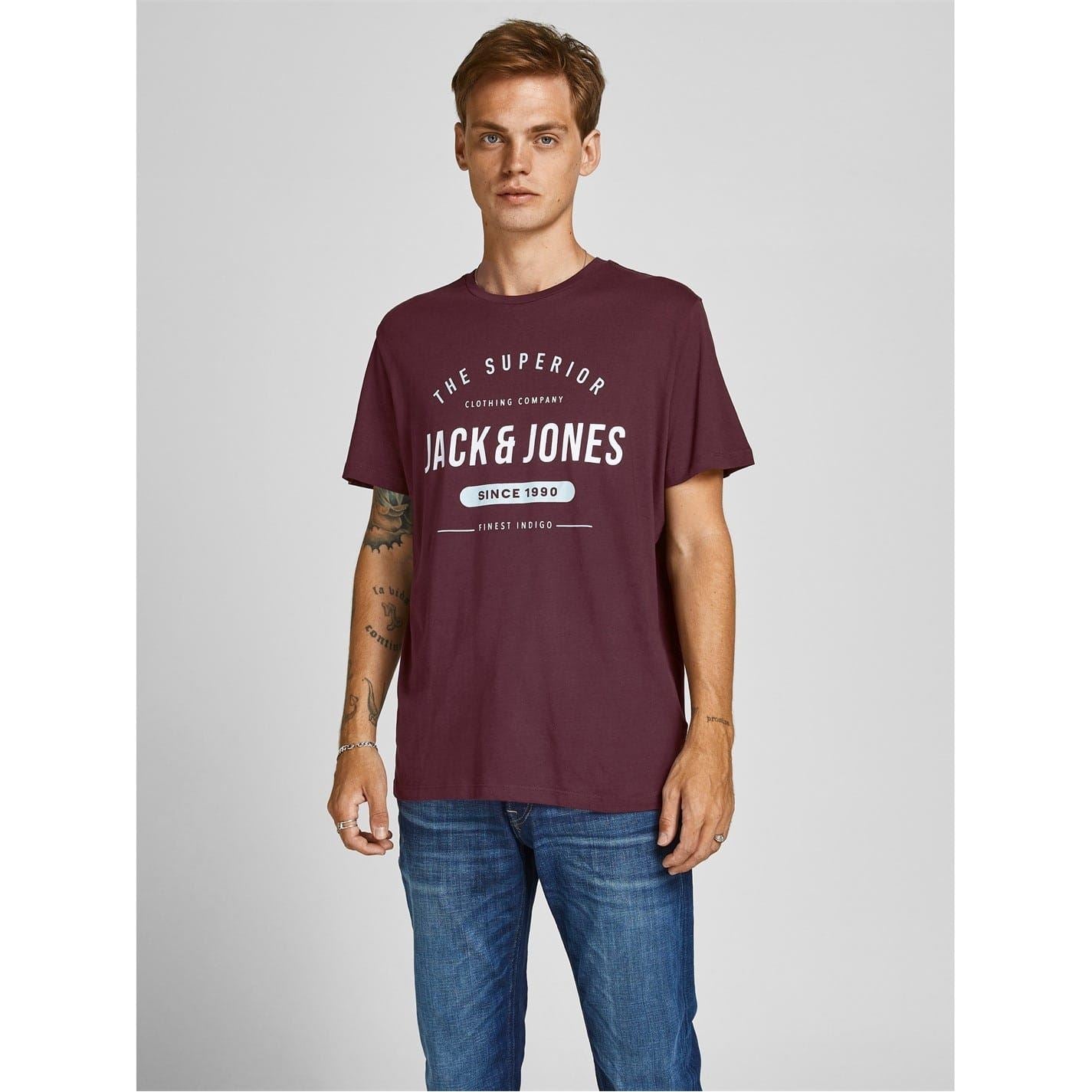 Jack and Jones Mens 5 Pack Short Sleeve T-Shirt