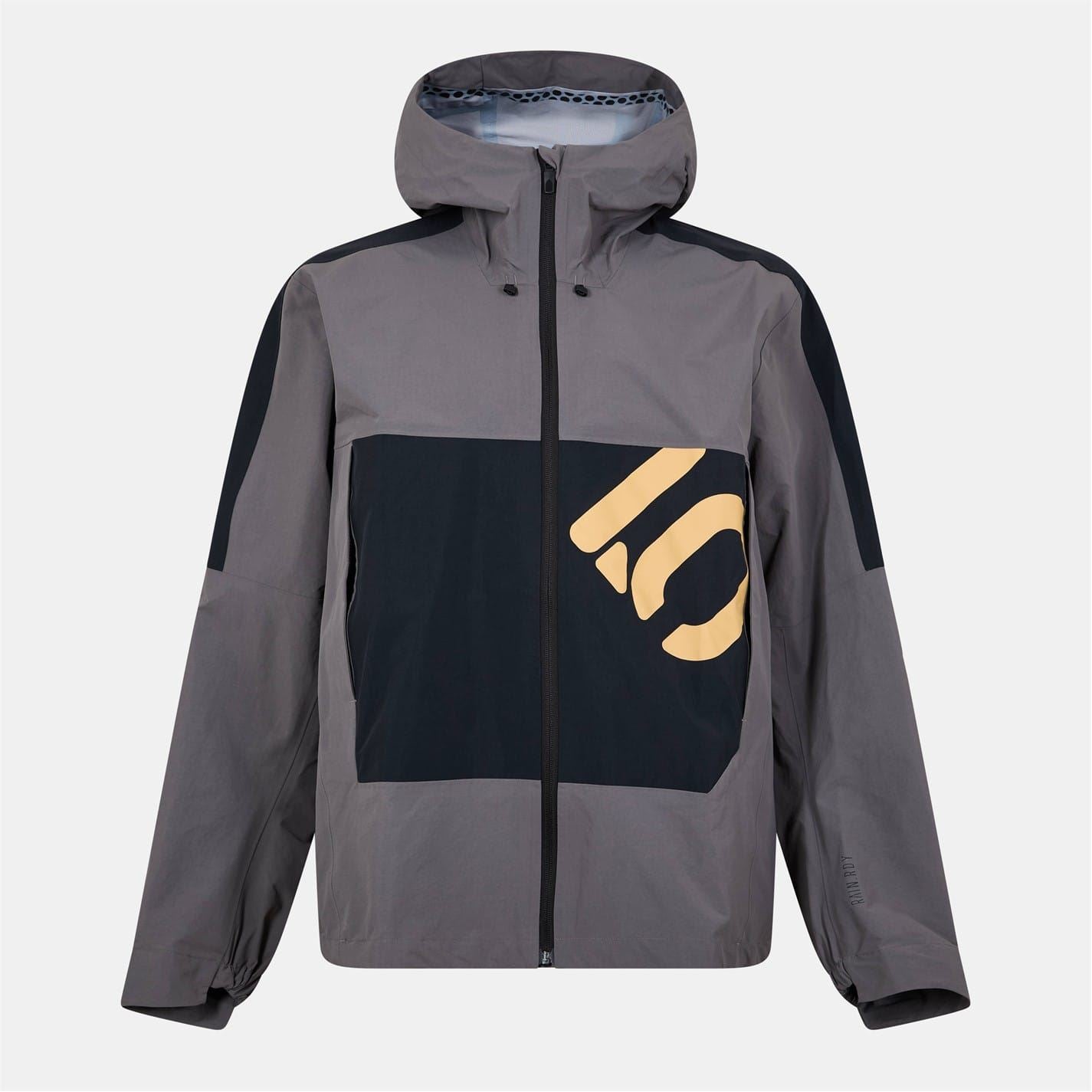 Five Ten Color Block Patterned Hooded Rain Jacket with Bold Logo