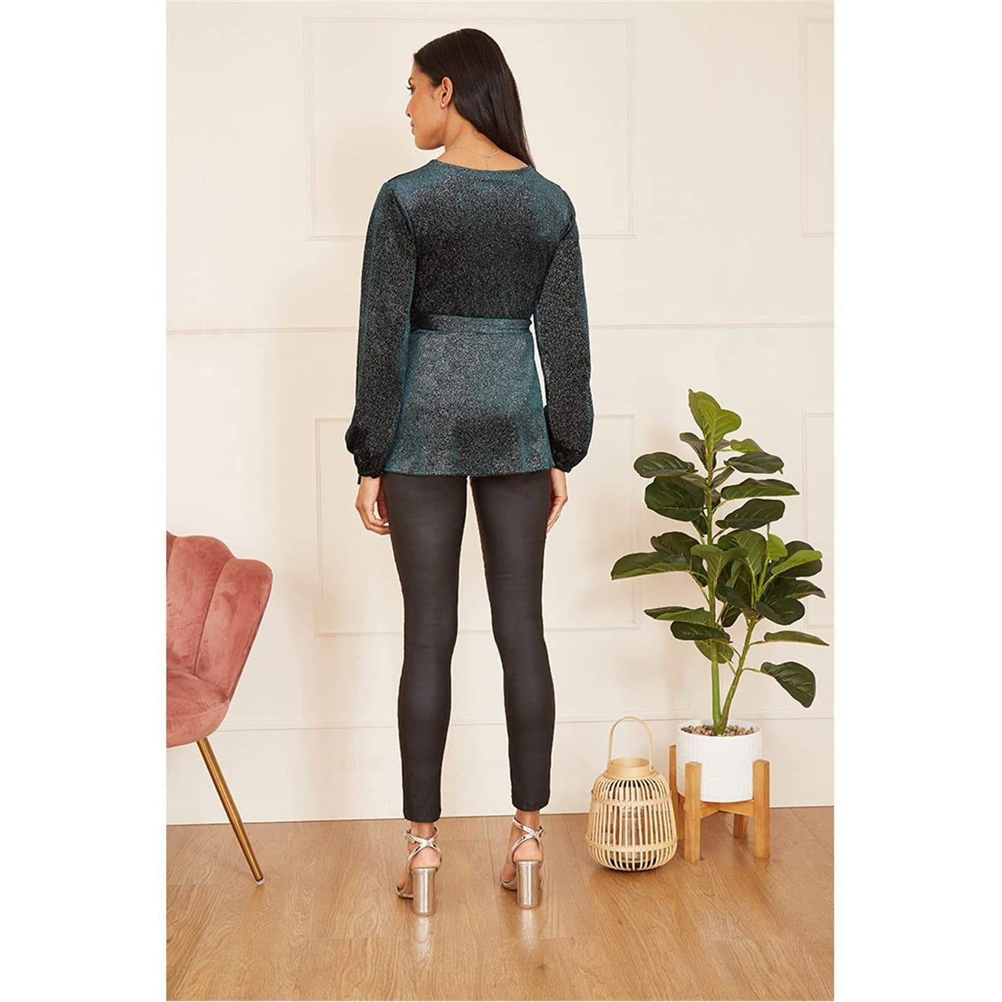 Yumi Sparkle Velvet Wrap Blouse