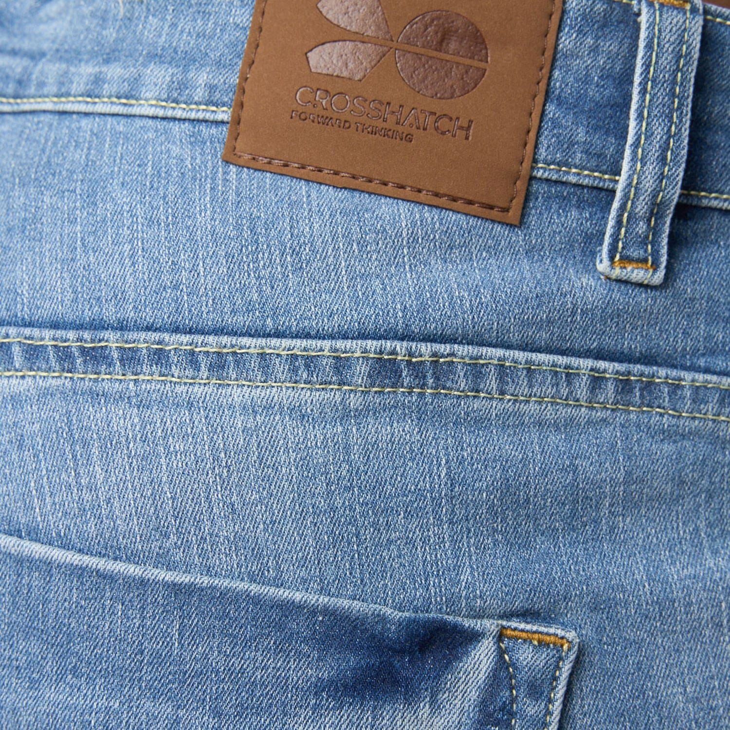 Crosshatch Riptrey Scratch Detail Denim Shorts