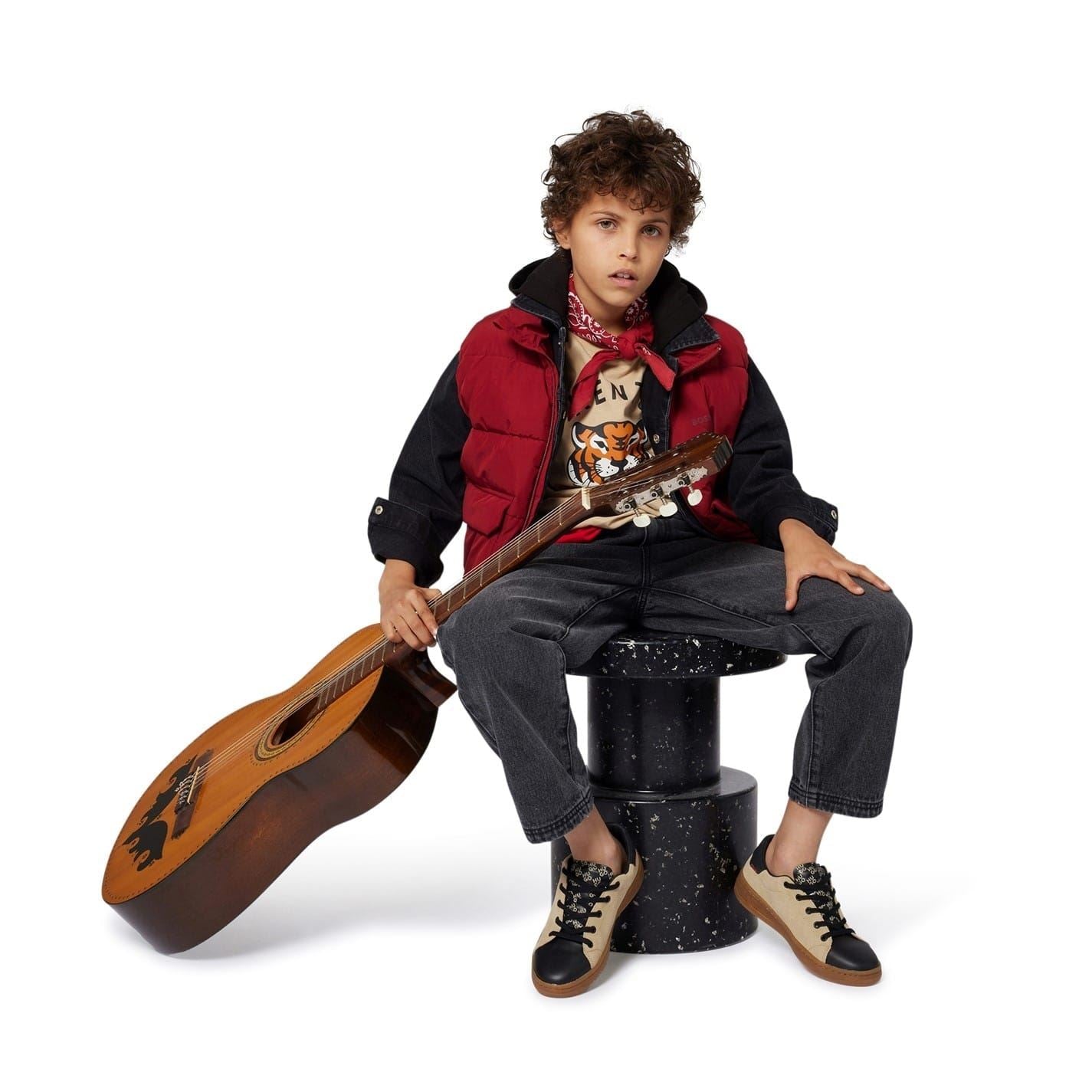 Boss Solid Patterned Puffer Coat with Flap Pocket