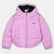Hugo Solid Patterned Hooded Zipped Pocket Puffer Jacket
