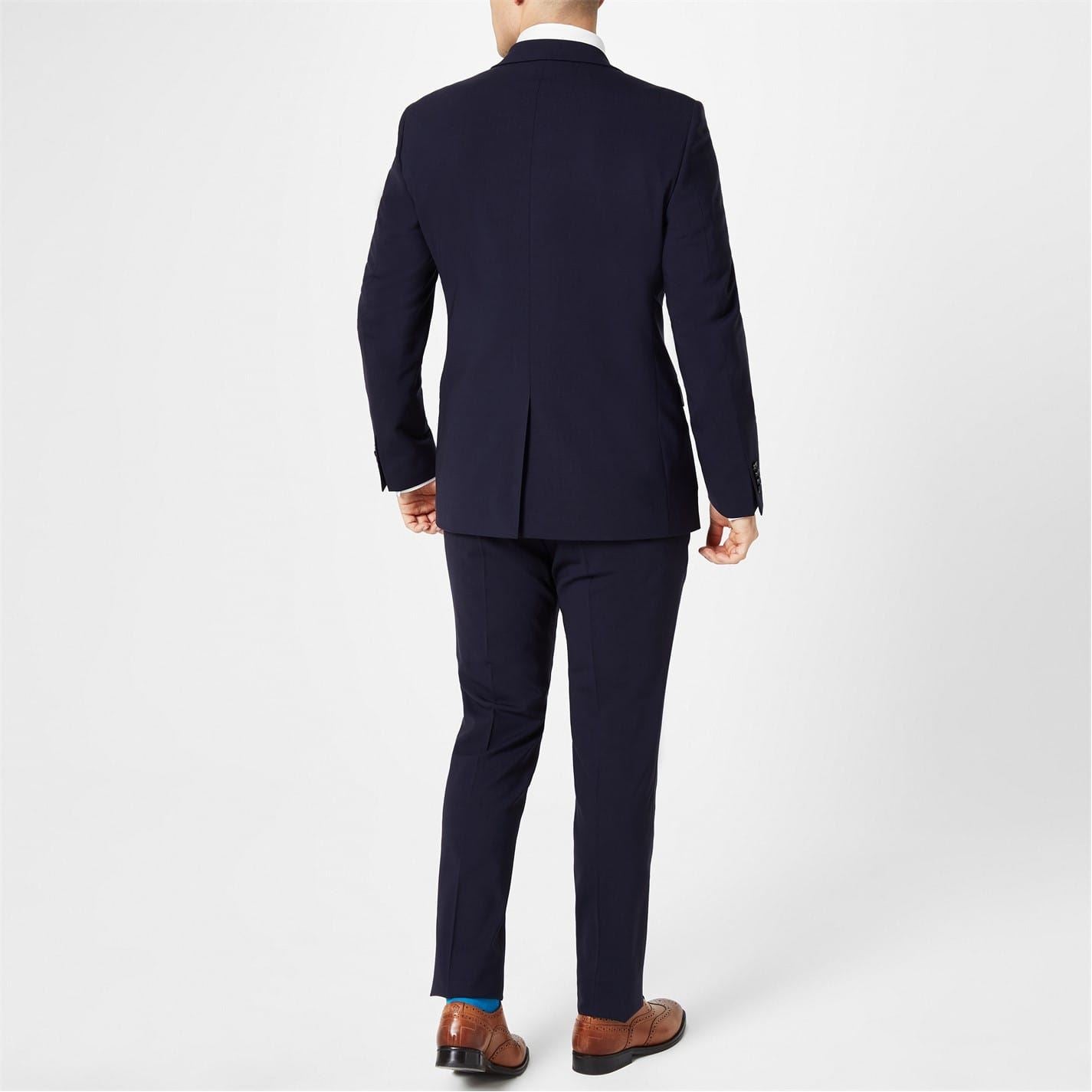 Without Prejudice Navy Slim Fit Italian Fabric Suit Jacket