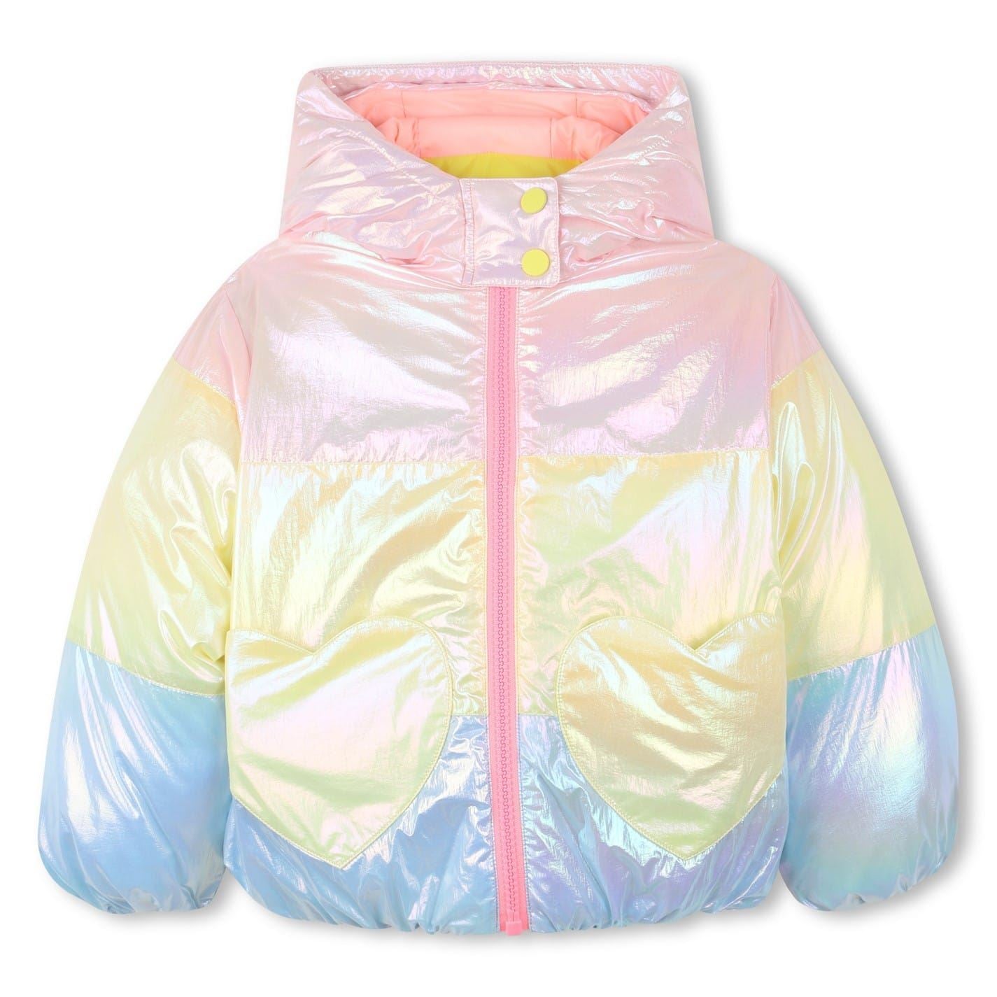Billieblush Color Block Hooded Snap Button Puffer Jacket