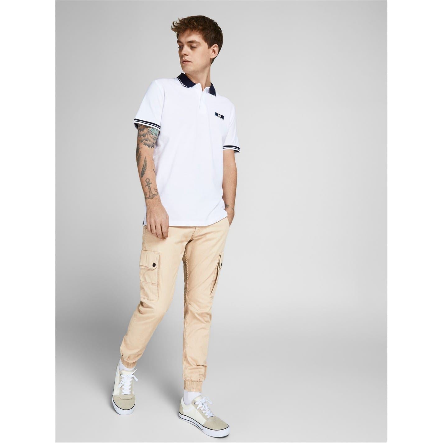 Jack and Jones Solid Patterned Cuffed Cargo Pants
