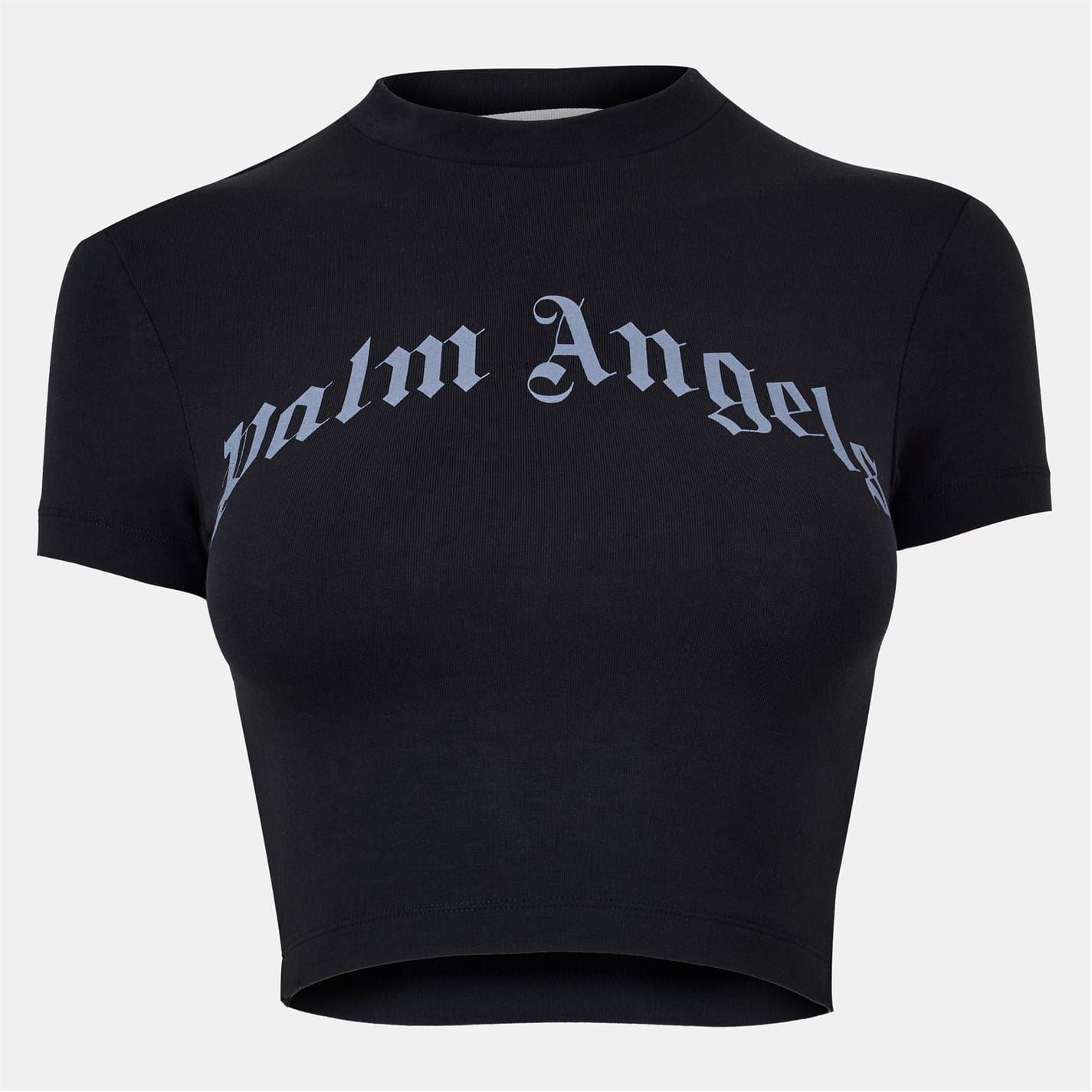 Palm Angels Slim Fit Mock Neck Cropped Baby T-Shirt