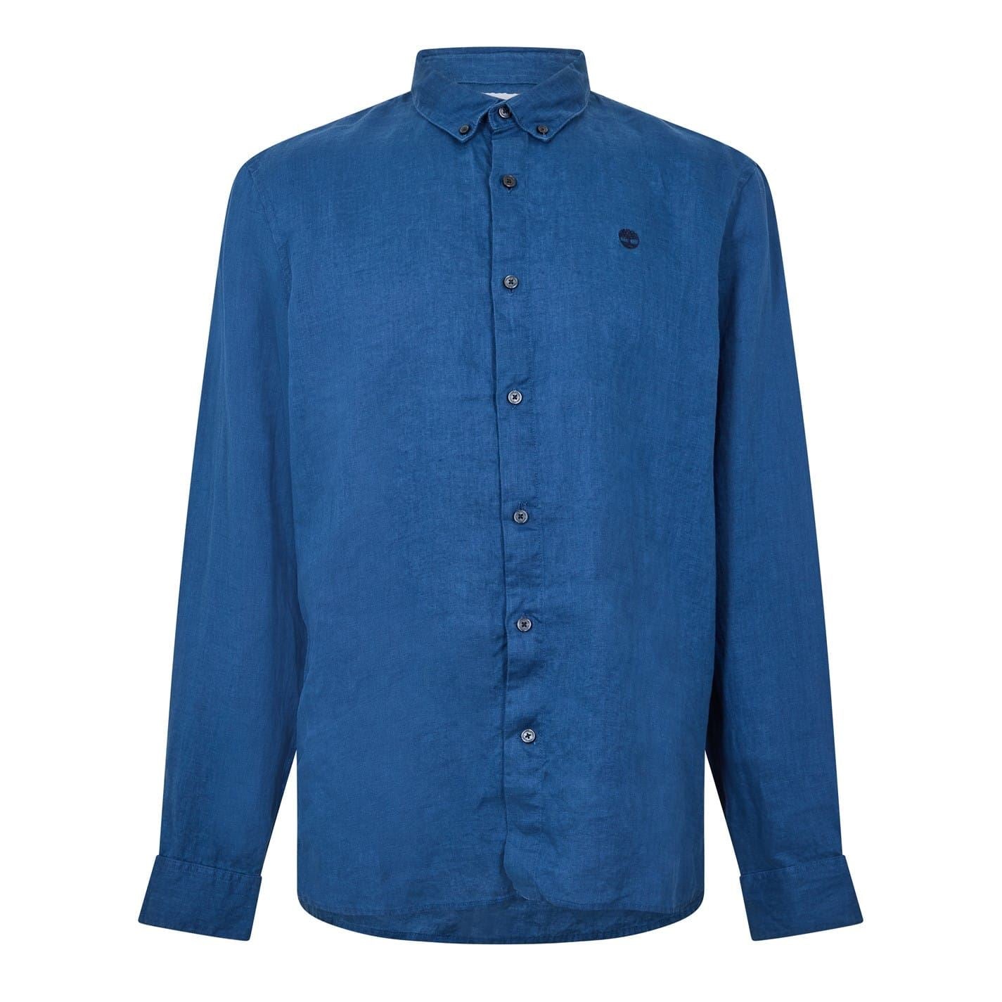 Timberland Mill Brook Linen Leaf Green Long Sleeve Plain Shirt