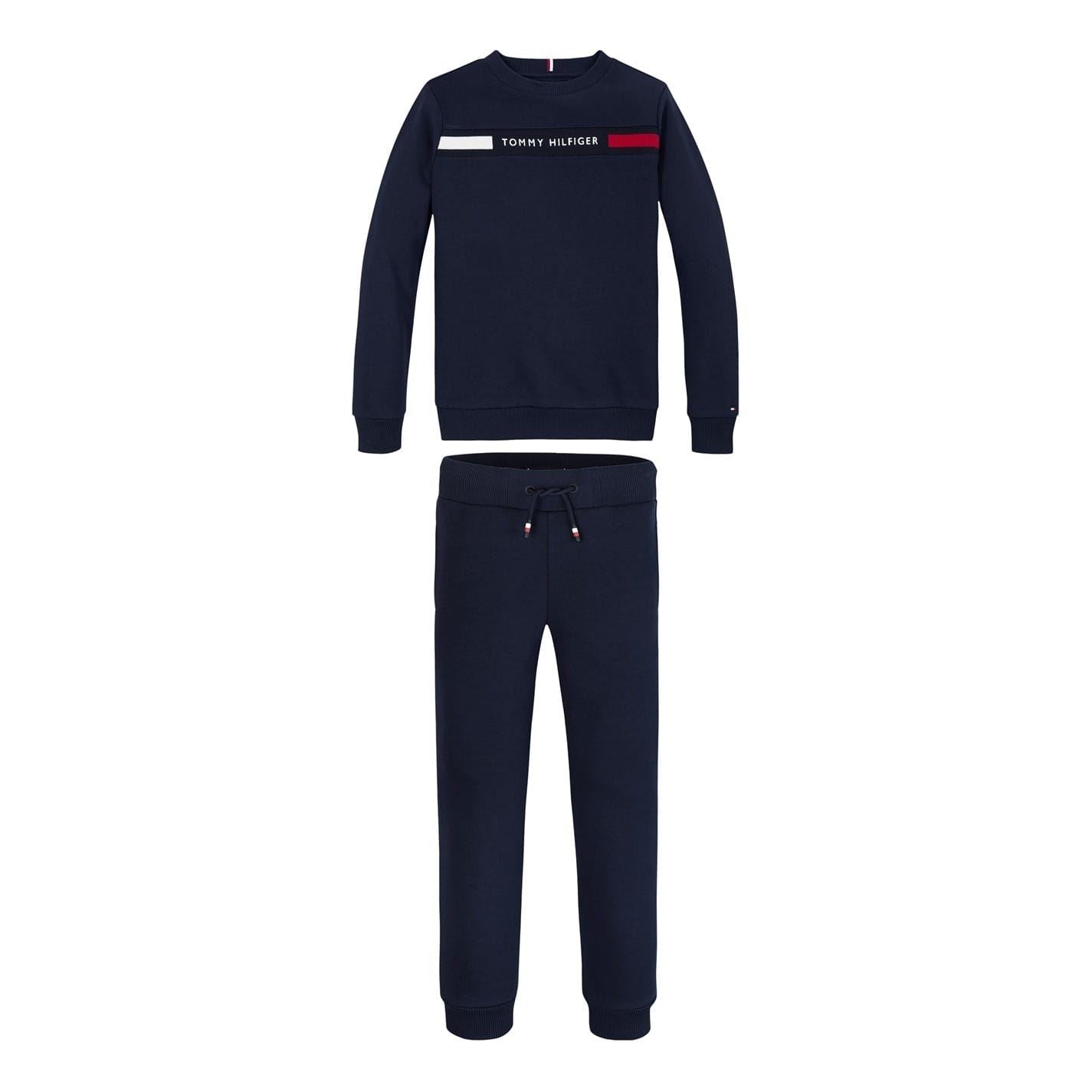 Tommy Hilfiger Rib Insert Crew Neck Long Sleeve Sweatshirt Jogger Set