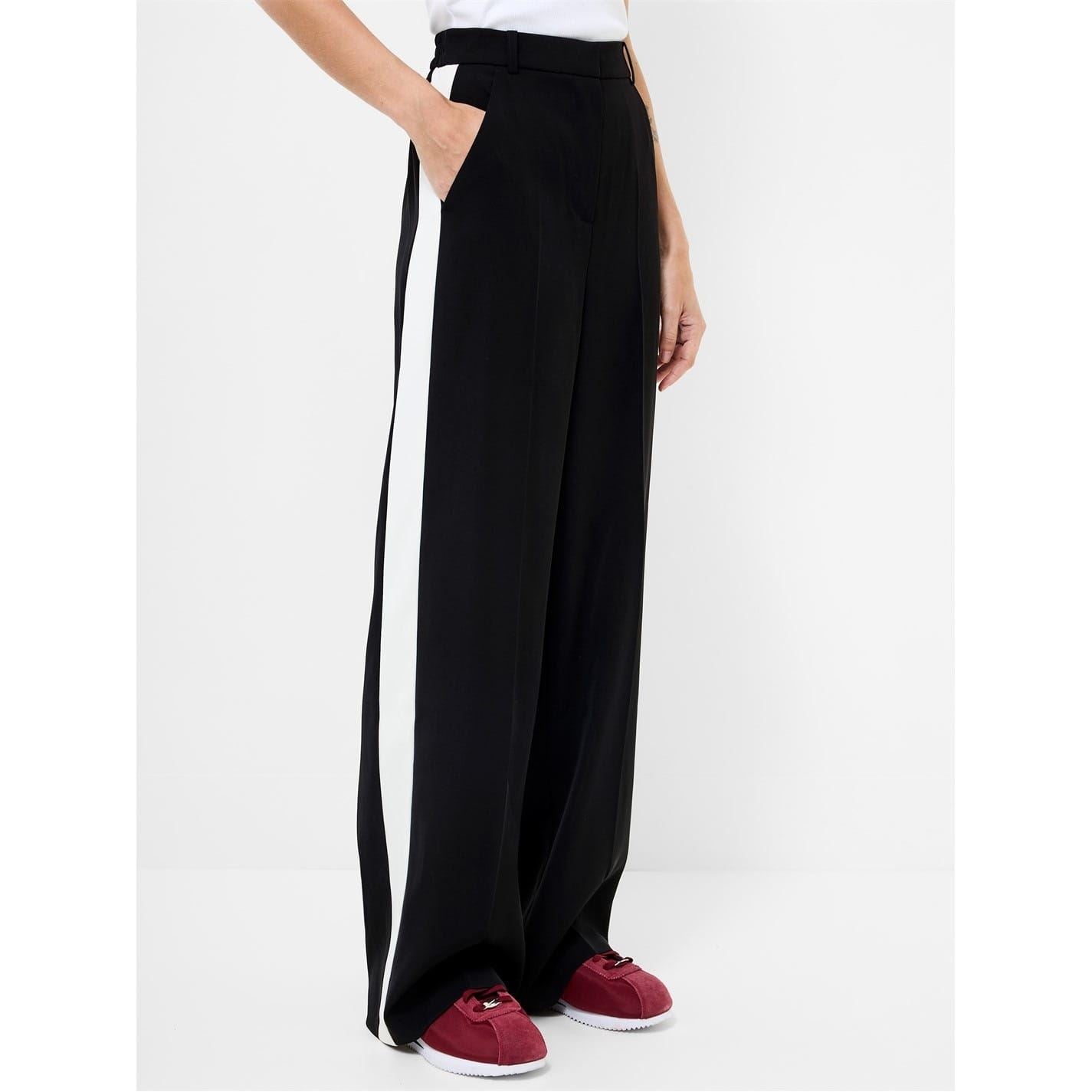 French Connection Bella Solid Patterned Wide Leg Trousers