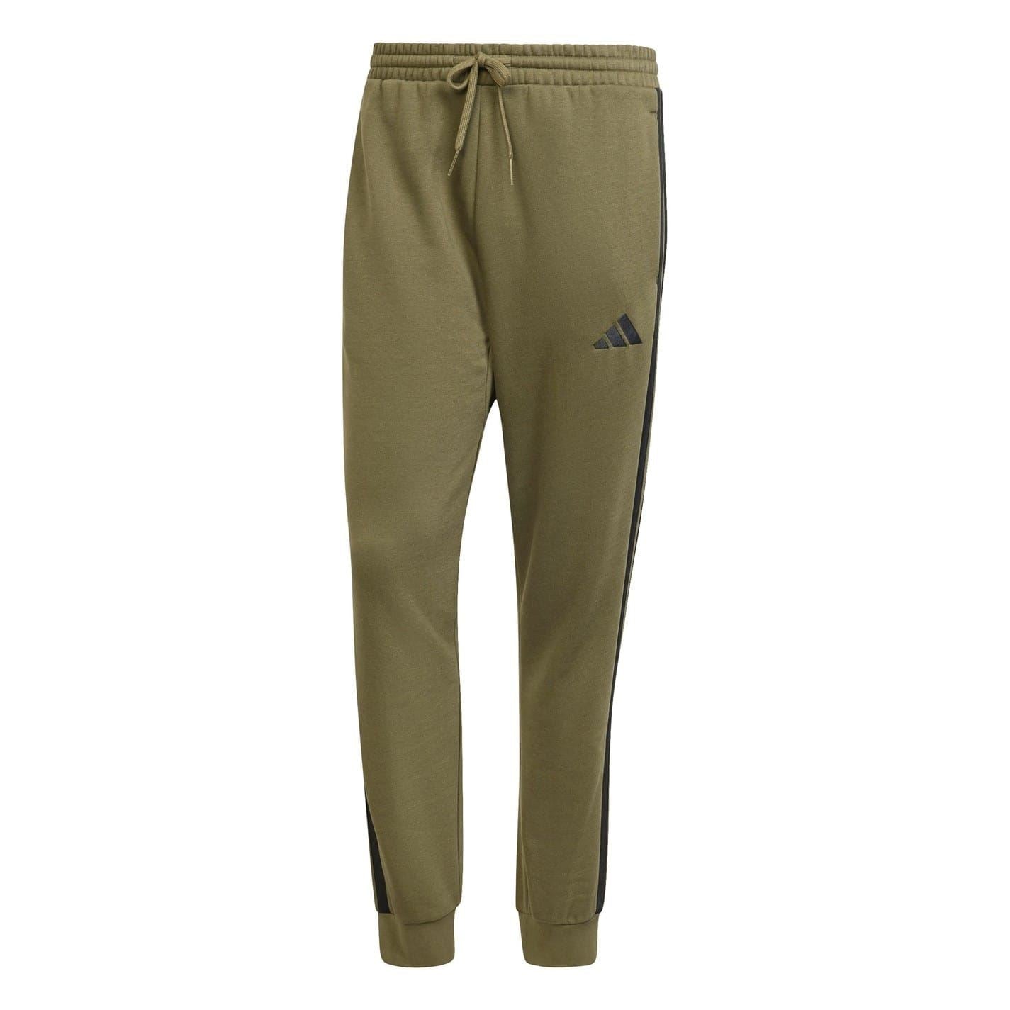 adidas Fleece Tapered Cuff 3 Stripes Joggers