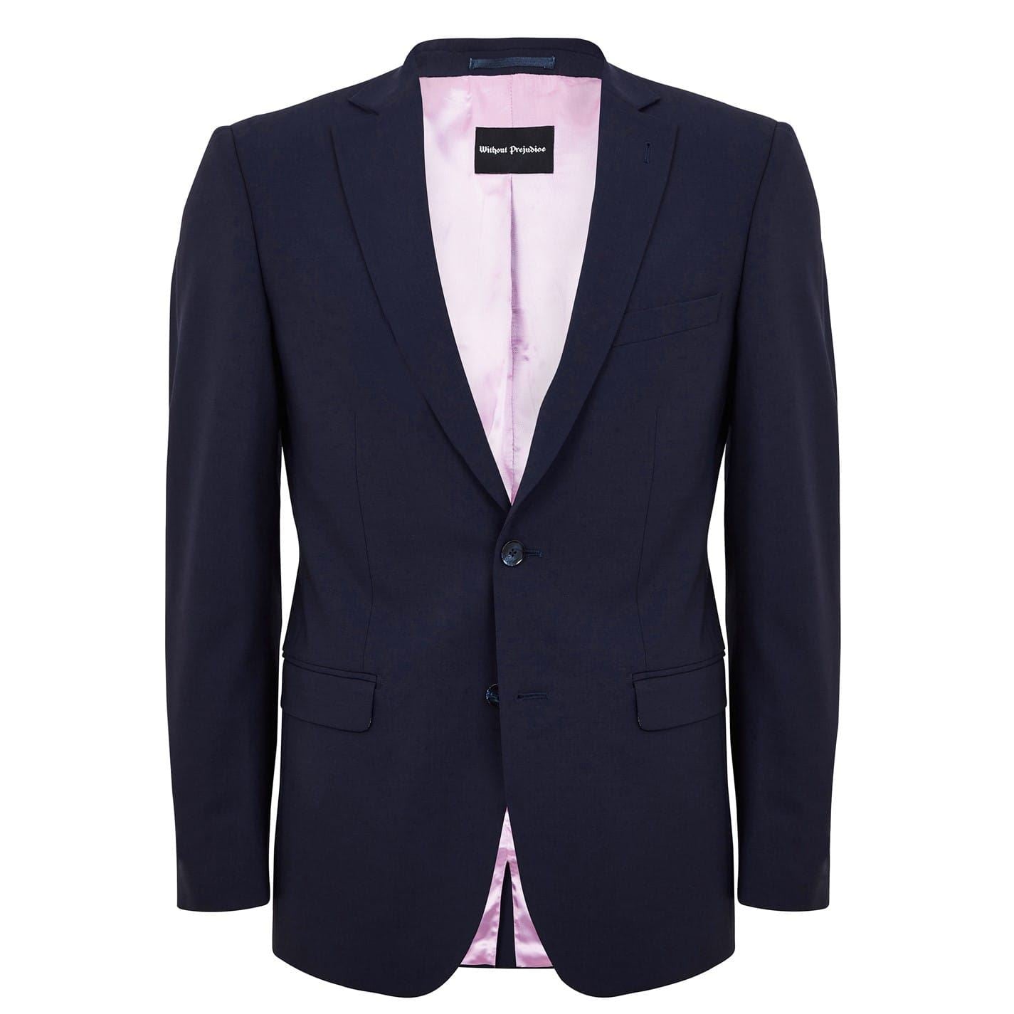 Without Prejudice Navy Slim Fit Italian Fabric Suit Jacket