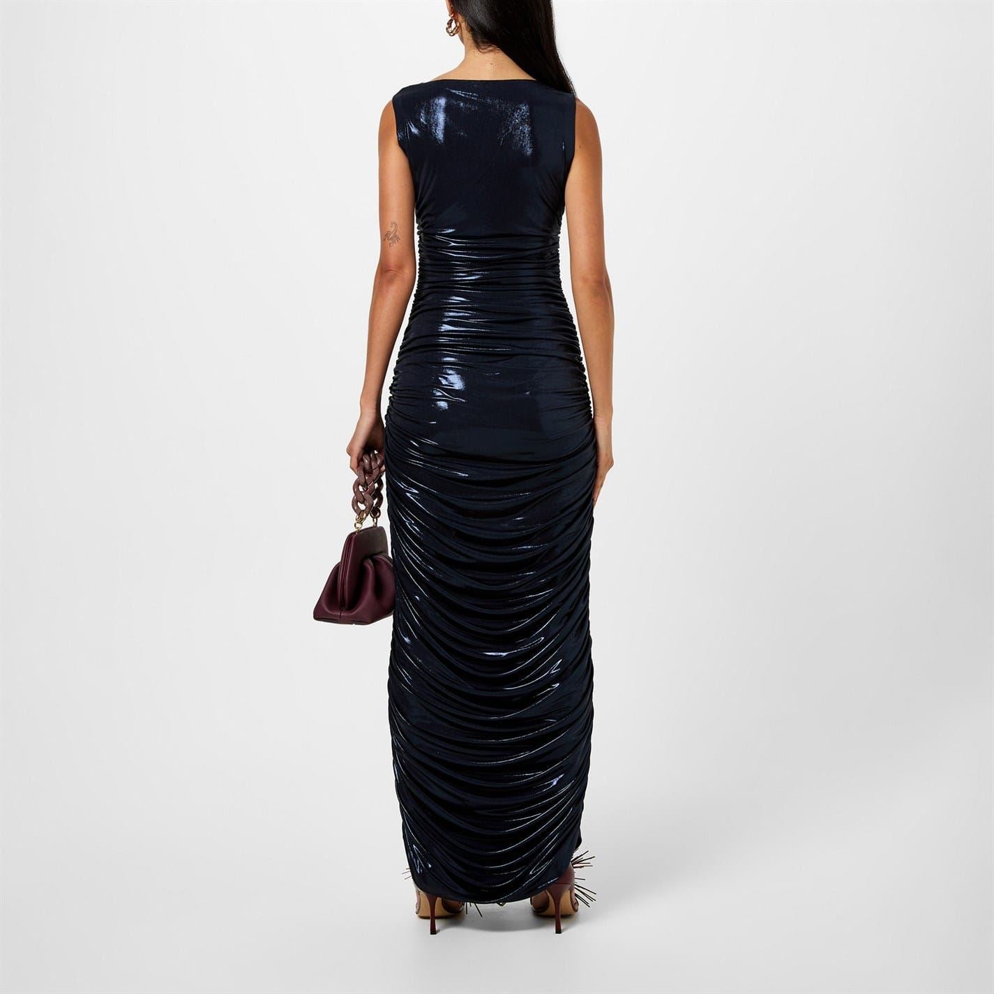 Norma Kamali Sleeveless Shirred Maxi Dress