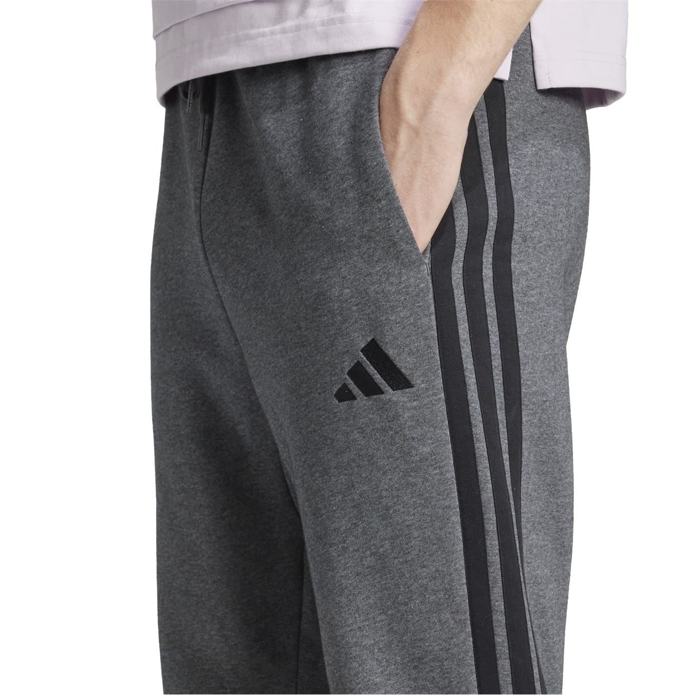adidas Fleece Tapered Cuff 3 Stripes Joggers