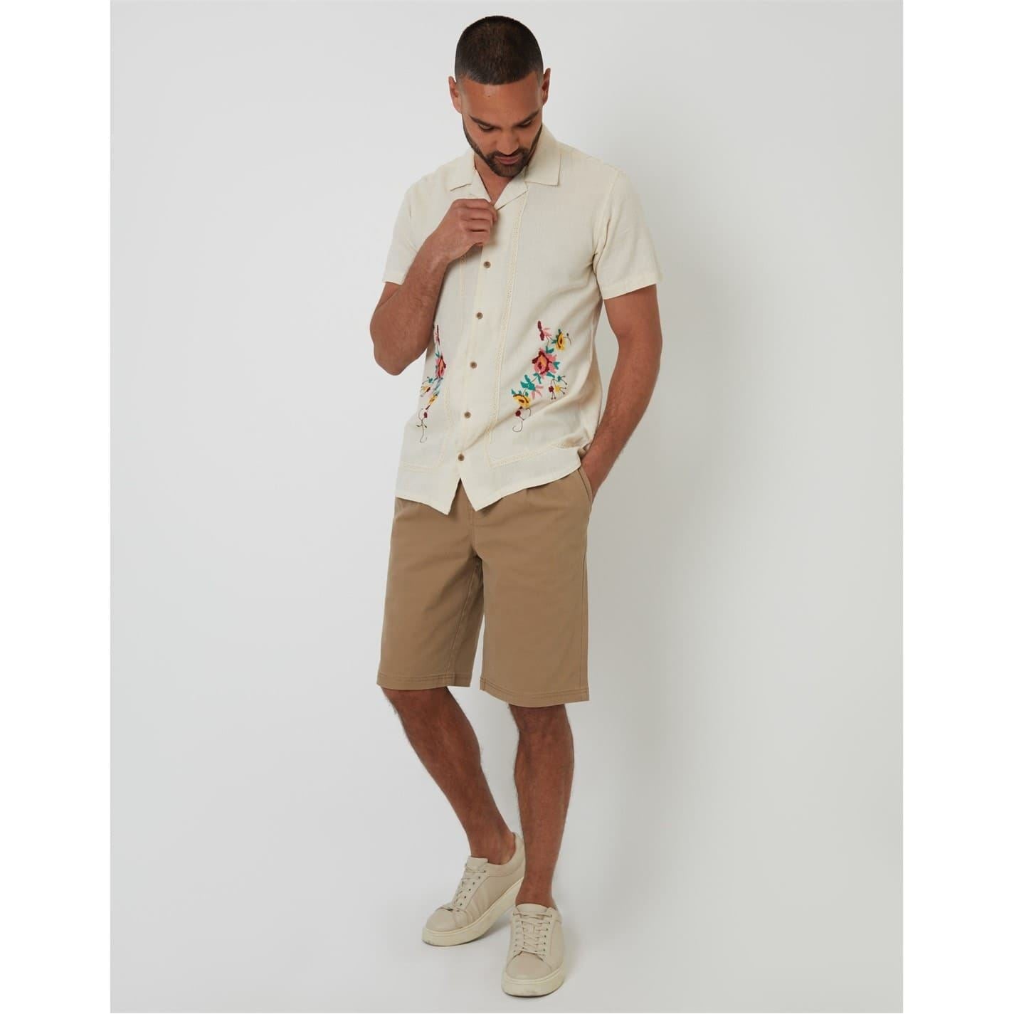 Threadbare Combes Embroidered Short Sleeve Shirt