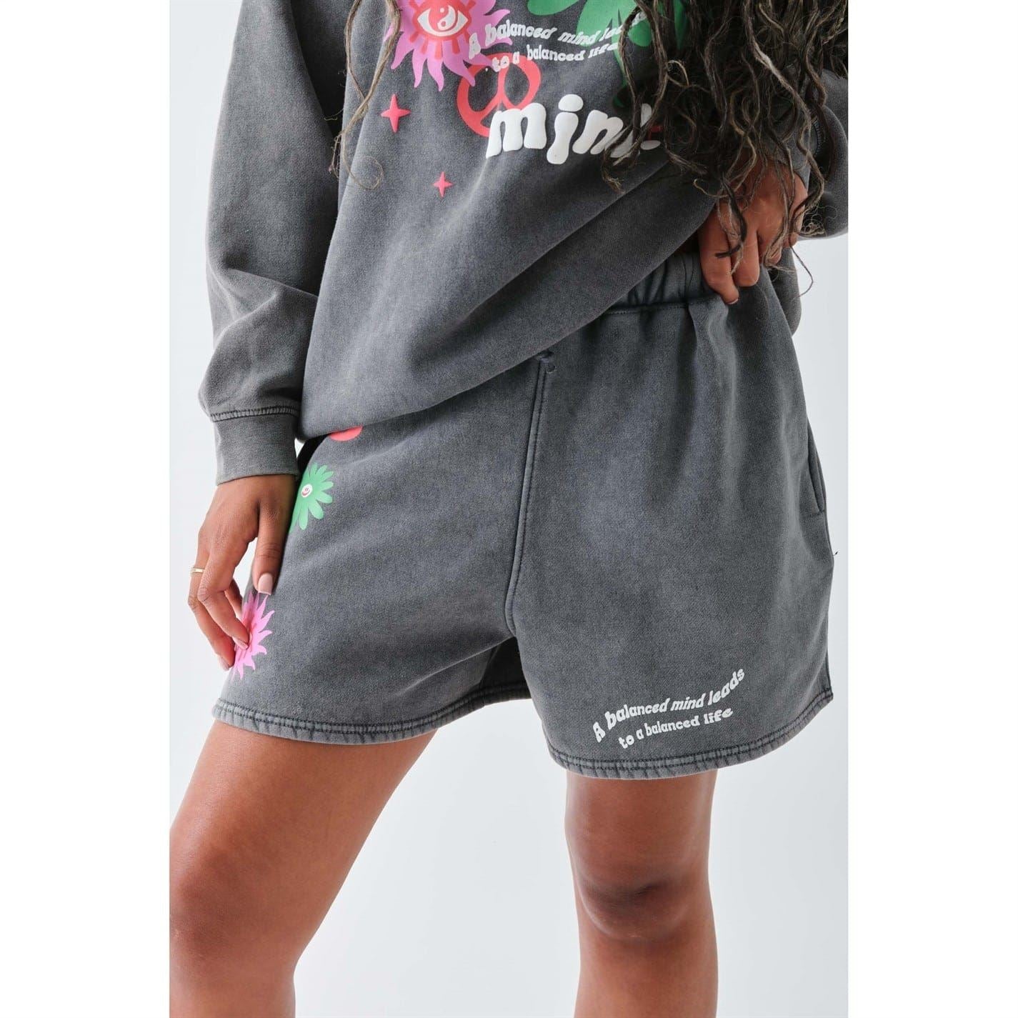 Daisy Street Puff Print Sweat Shorts