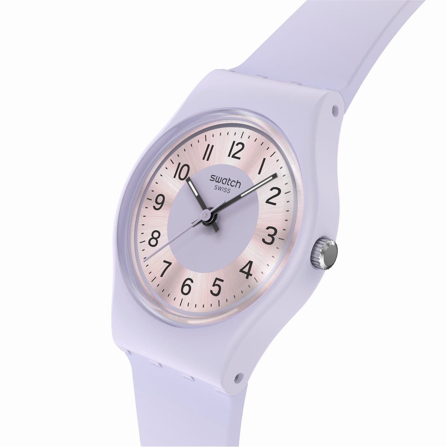 Swatch Lilac Lightness 53 Rubber Bracelet Analogue Fashion Watch